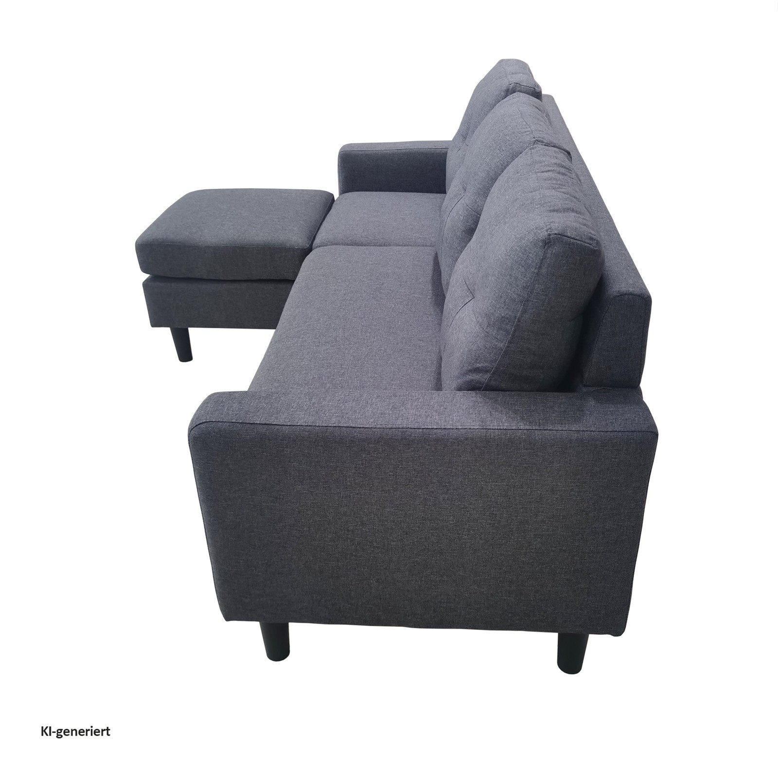 HTI-Living 3-Sitzer Polstercouch mit variabler Ottomane Reva Grau, Stück 1 Teile, Dreisitzer mit Hocker Ecksofa