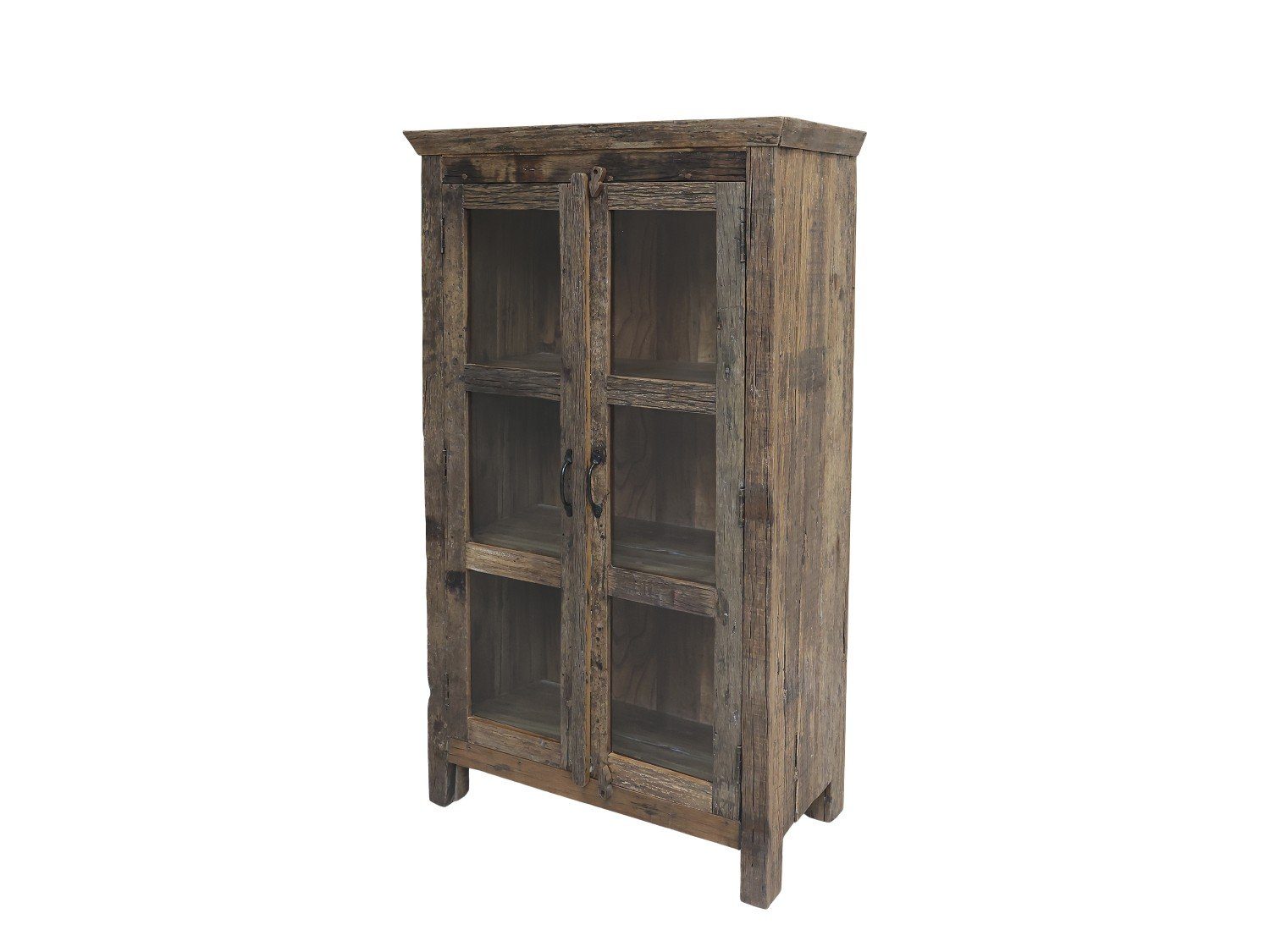 Standvitrine Chic Antique Grimaud Vitrinenschrank H140/L80/B48 cm natur Vollholz