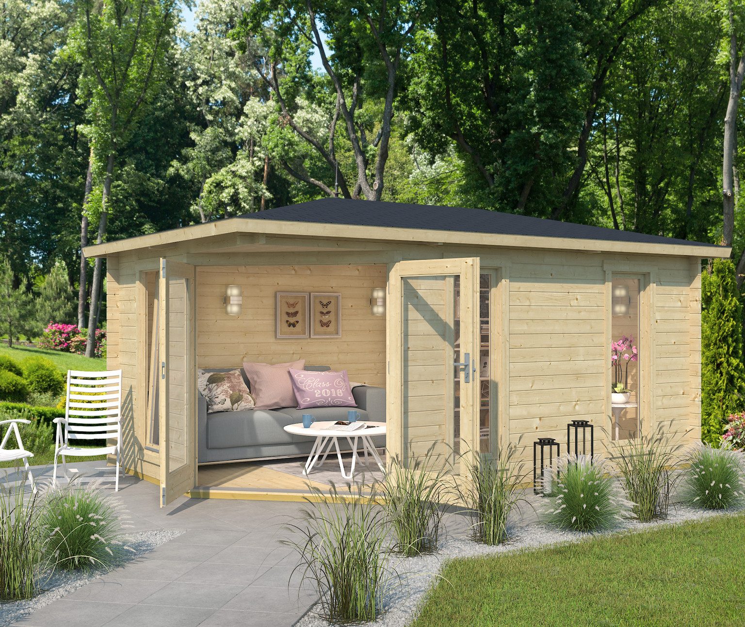 LASITA MAJA Gartenhaus Lasita Maja Gartenhaus Edinburgh 2, 40 mm, 322 x 490 x 246 cm, natur