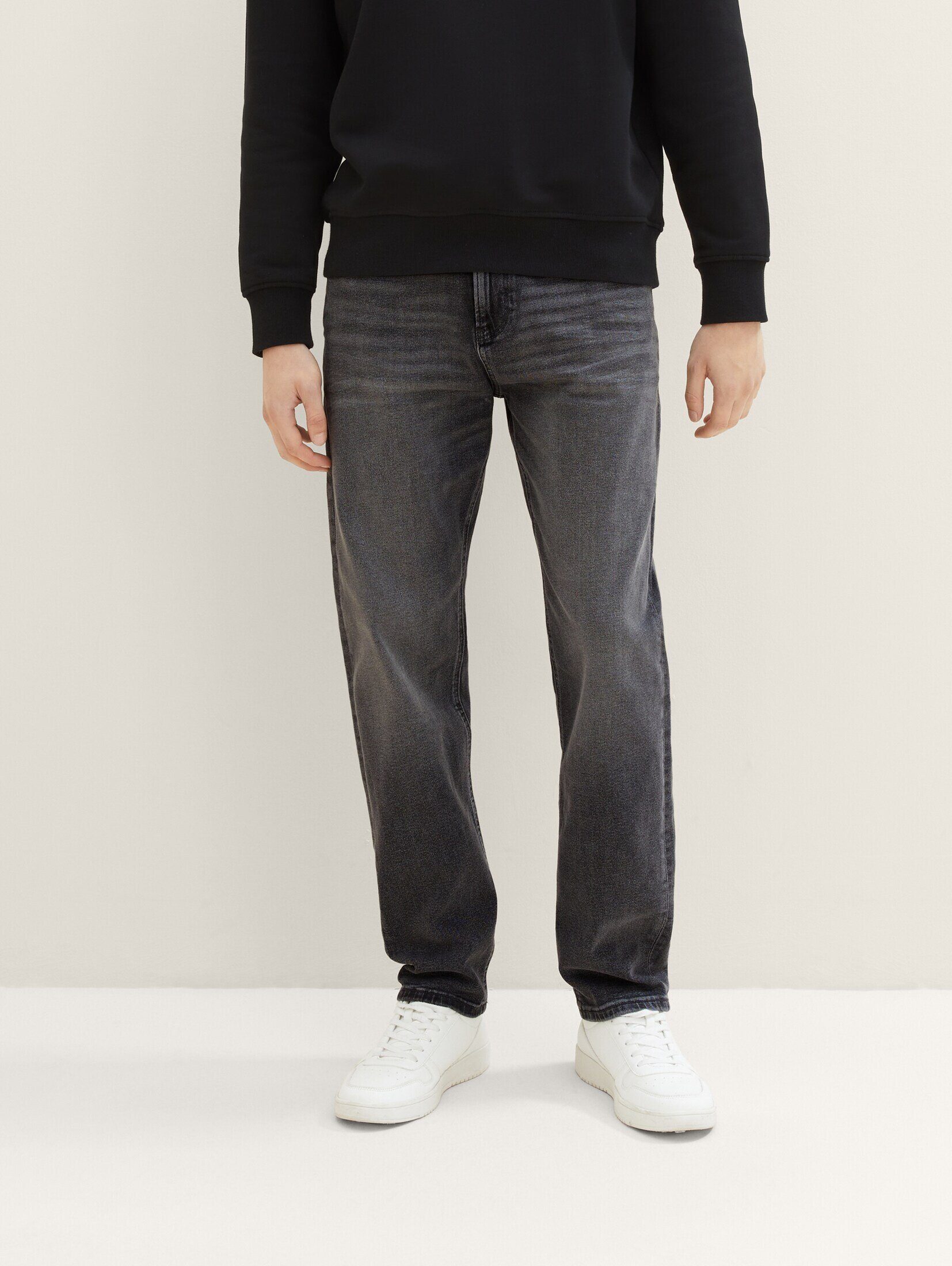 Denim grey TAILOR Baumwolle Jeans Straight-Jeans nachhaltigeren Loose mit used denim mid Fit TOM stone