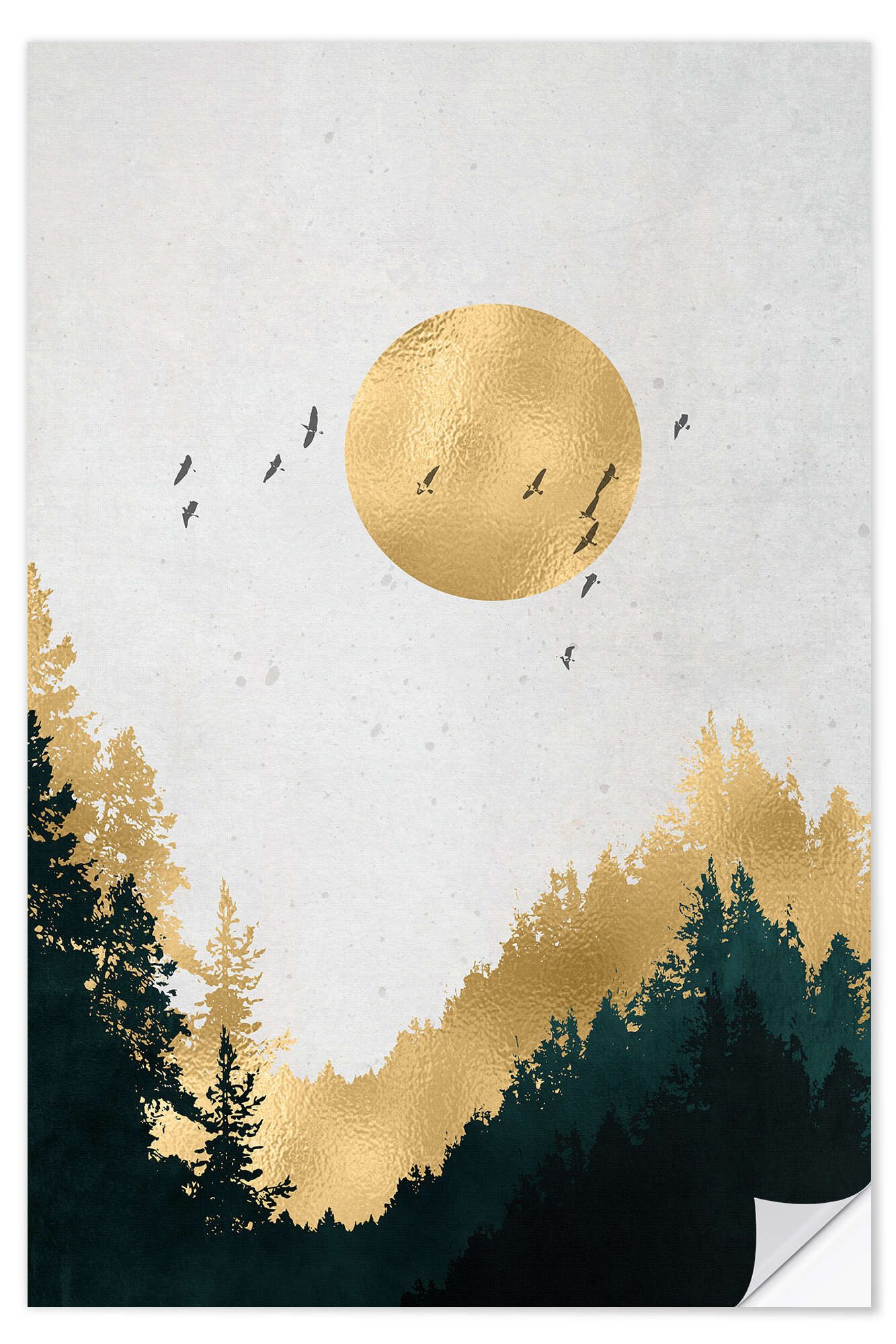 Posterlounge Wandfolie Mia Nissen, Mond in Gold, Illustration