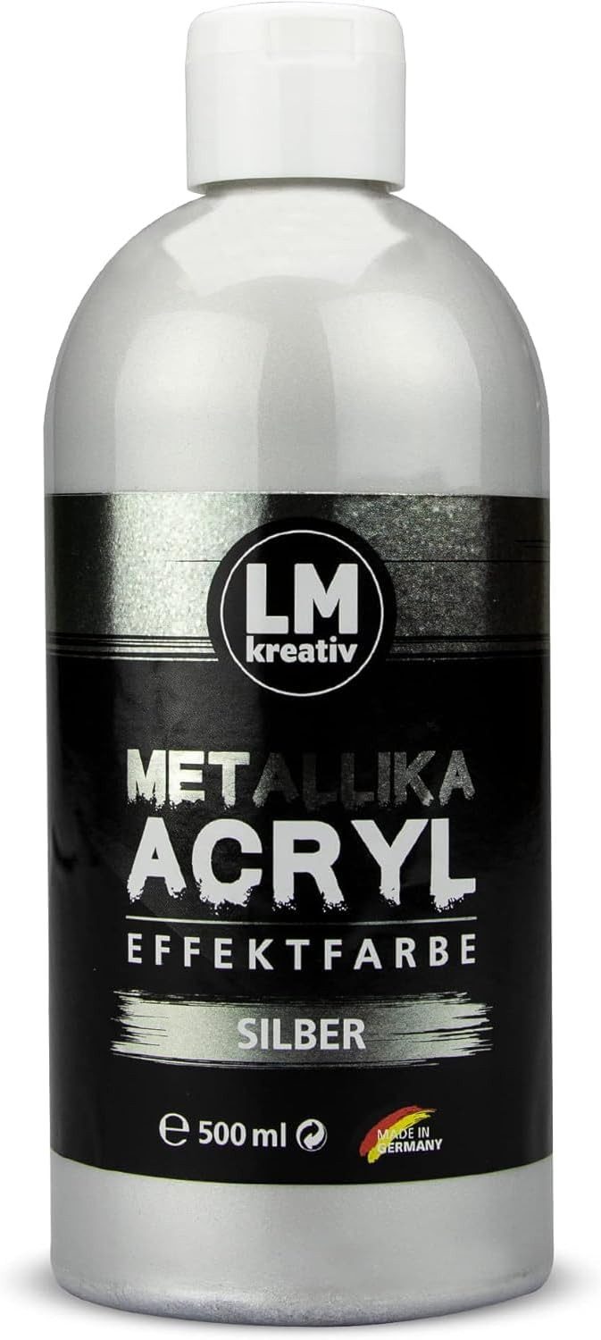 LM-Kreativ Bastelfarbe Metallika Metallic-Acrylfarbe 500 ml, hochpigmentiert, glänzend, kratzfest, wischfest, wetterfest