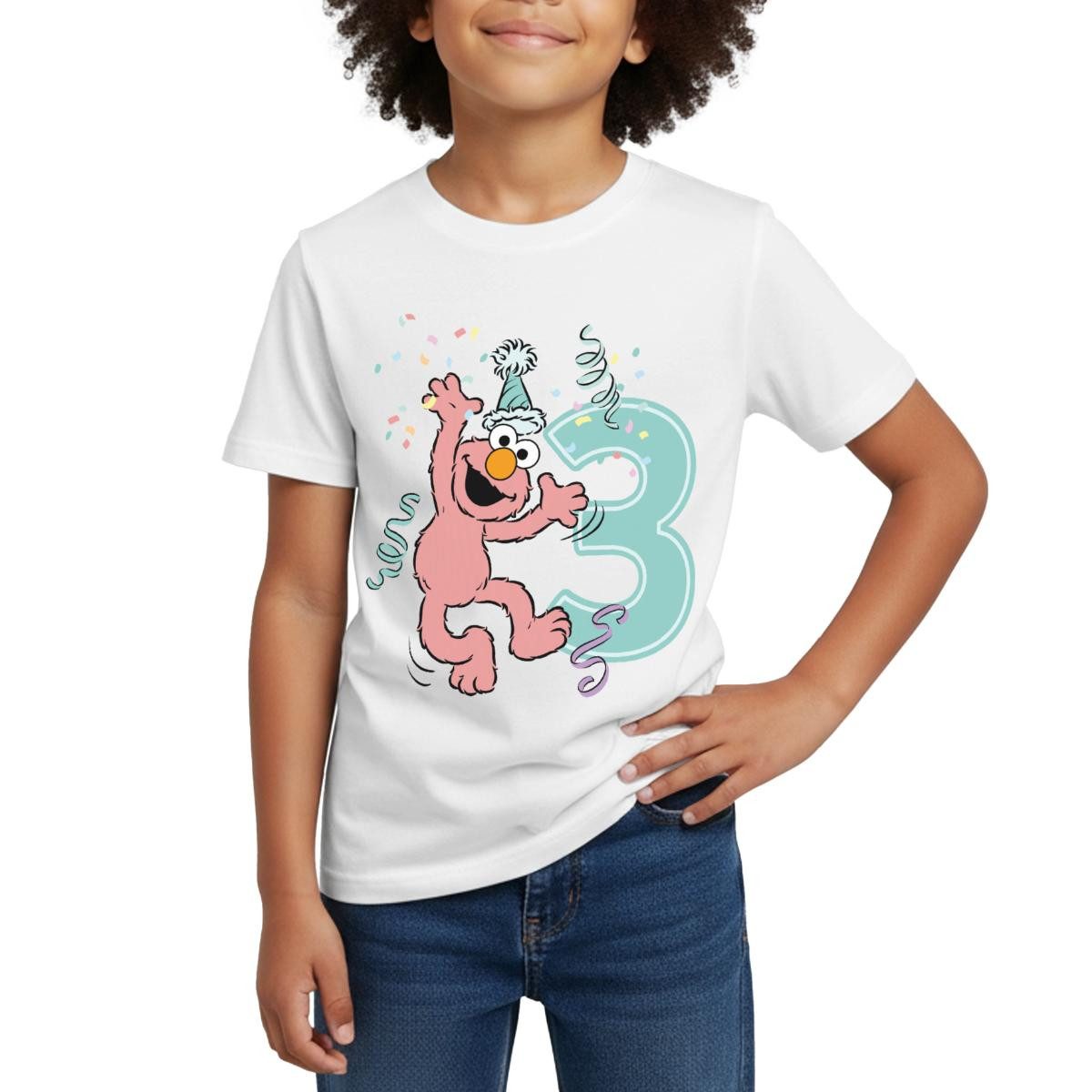 T-Shirt Sesamstraße Geburtstagdesign Mit Elmo Drei Jahre Kinder T-Shirt
