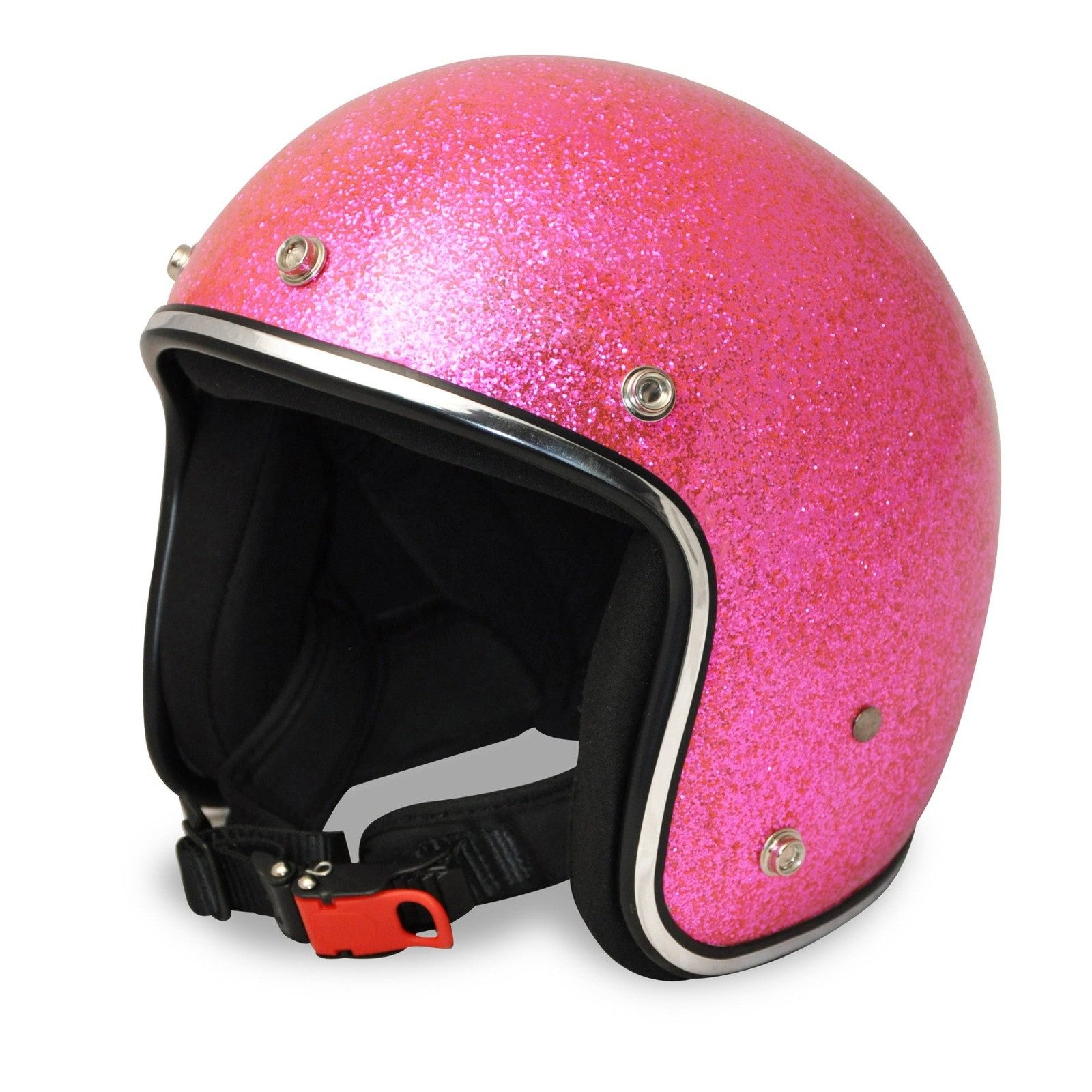 Alpha Speeds Motorradhelm ATELIER — Flake Blossom, Jethelm Fiberglas • Metal-Flake Rosa, nur ca. 800 g, inkl. herausnehmbare Wangenpolster, Slim & Smart Fit