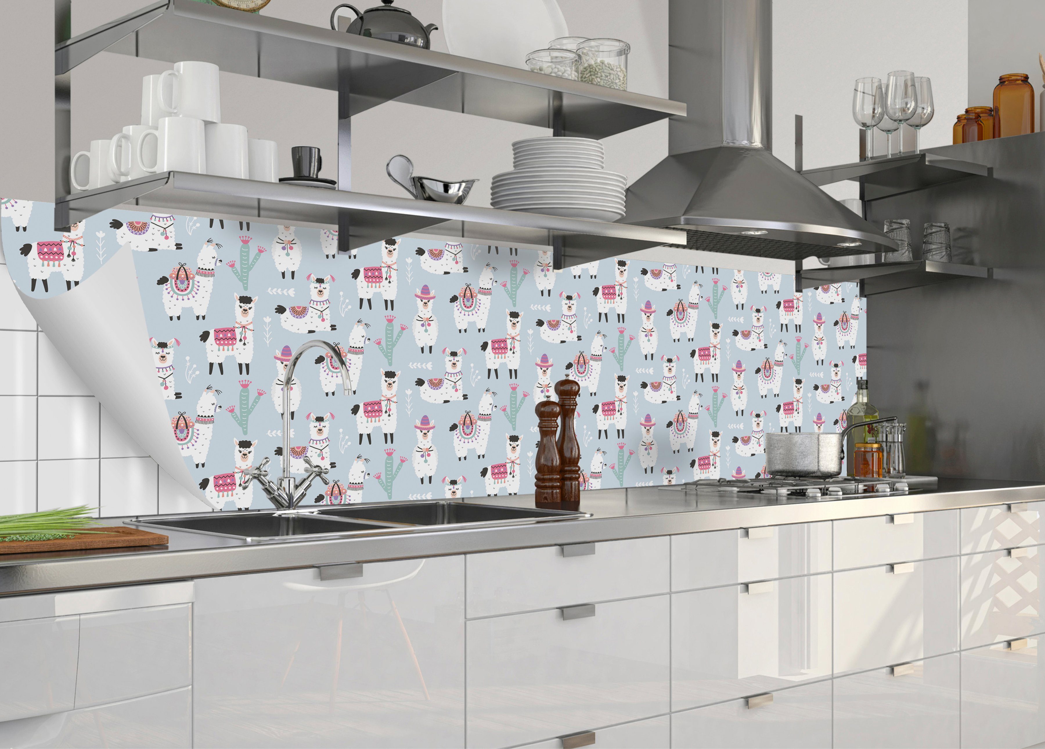 und selbstklebende flexible Küchenrückwand-Folie MySpotti Cielo, fixy Küchenrückwand