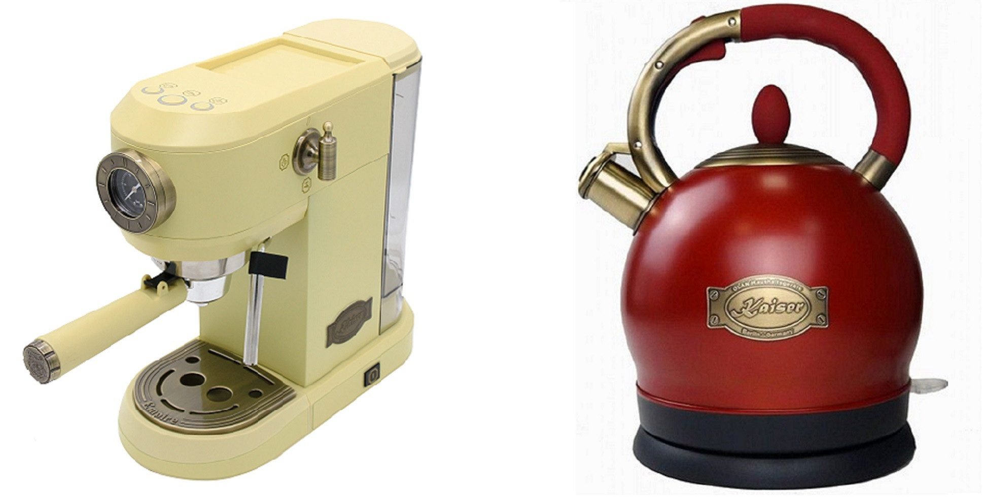 Kaiser Küchengeräte Espressomaschine,  Siebträger-Espressomaschine, 19 bar+Exklusiver Retro Wasserkocher