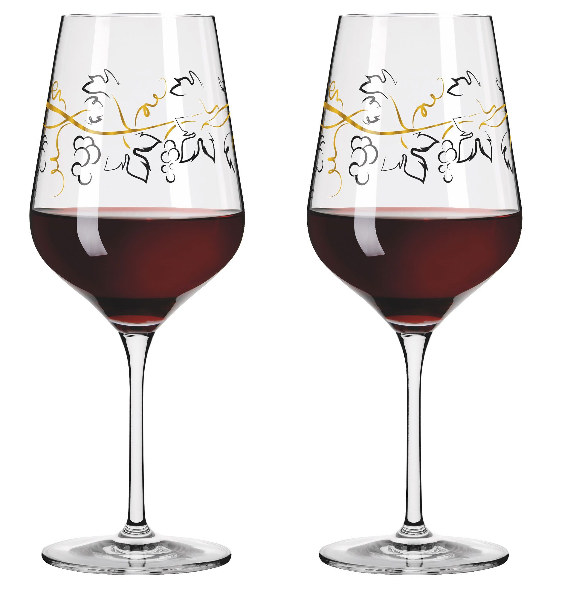 Dekomiro Rotweinglas RITZENHOFF 3001012 2er Set Herzkristall Rotwein, 2-tlg., Glas, Weinglasset 570 ml mit Glastuch