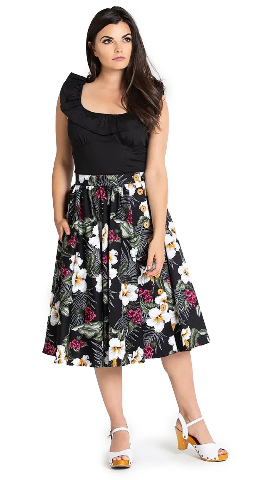 Hell Bunny A-Linien-Rock Tahiti Skirt Schwarz günstig online kaufen