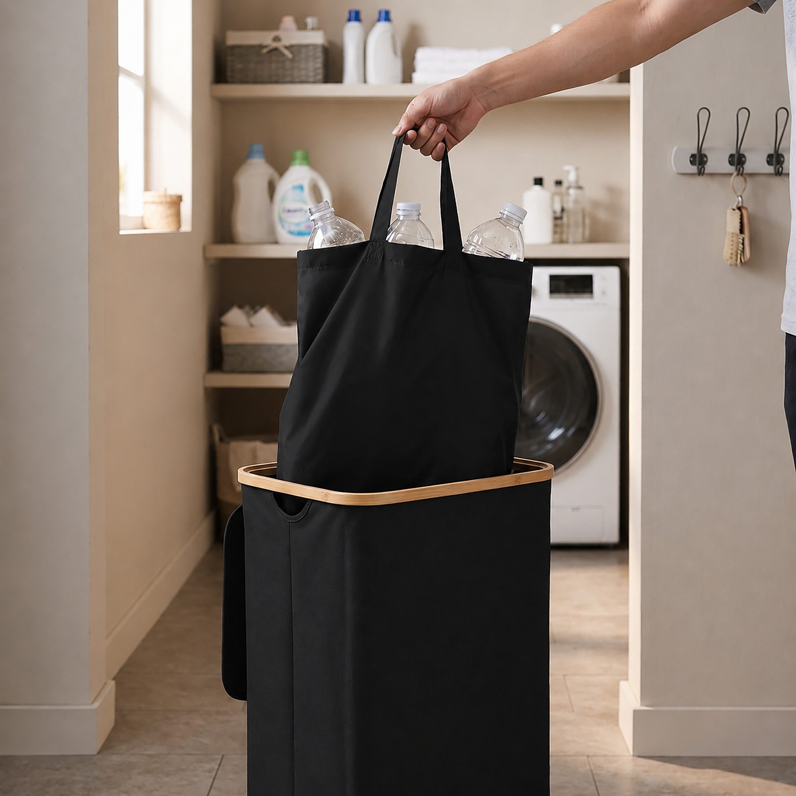 relaxdays Flaschensammler Pfandflaschen-Sammelbehälter 100 L, schwarz, 100 L