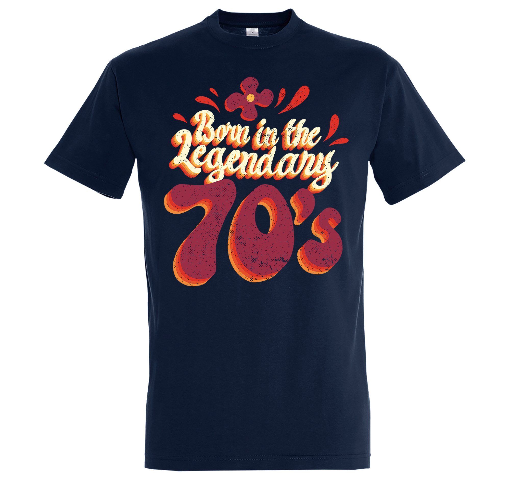 Legendary T-Shirt Shirt In "Born Navyblau The 70´s" Designz Youth mit trendigem Herren Frontprint