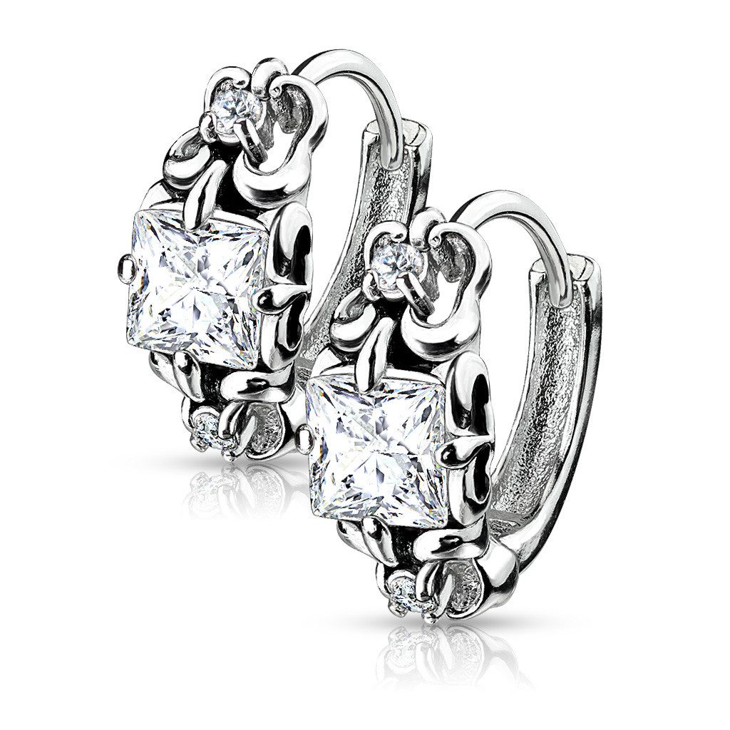 Paar Creolen 1 Paar Antike Ohrringe Creolen Quadratischer Kristall und Scharnier