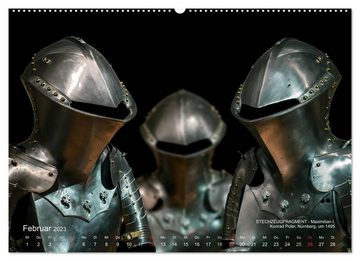 CALVENDO Wandkalender Historische Rüstungen und Waffen (Premium, hochwertiger DIN A2 Wandkalender 2023, Kunstdruck in Hochglanz)