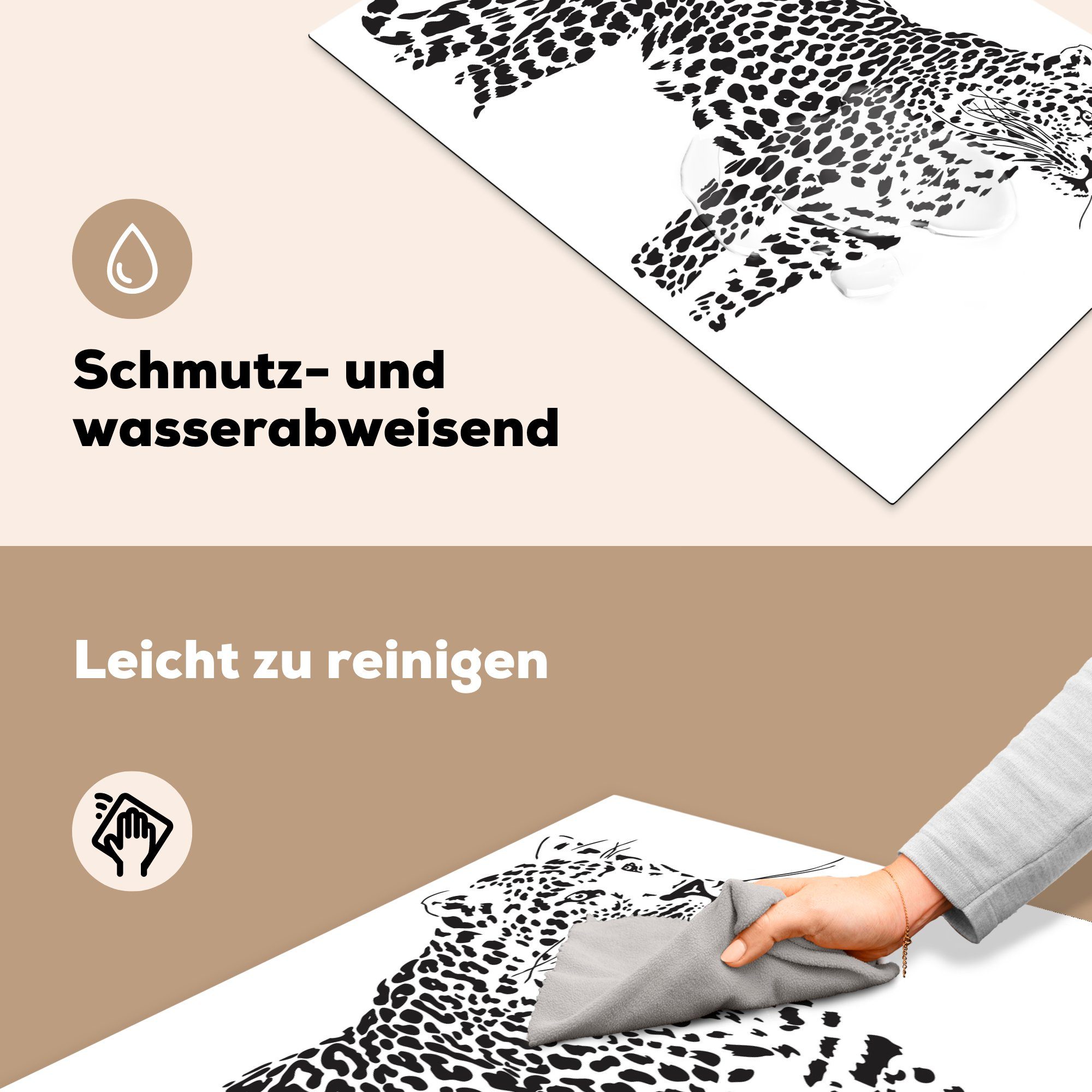 Illustration Leoparden, Induktionskochfeld cm, Ceranfeldabdeckung Schutz Vinyl, Herdblende-/Abdeckplatte tlg), die 81x52 Eine küche, eines (1 MuchoWow für