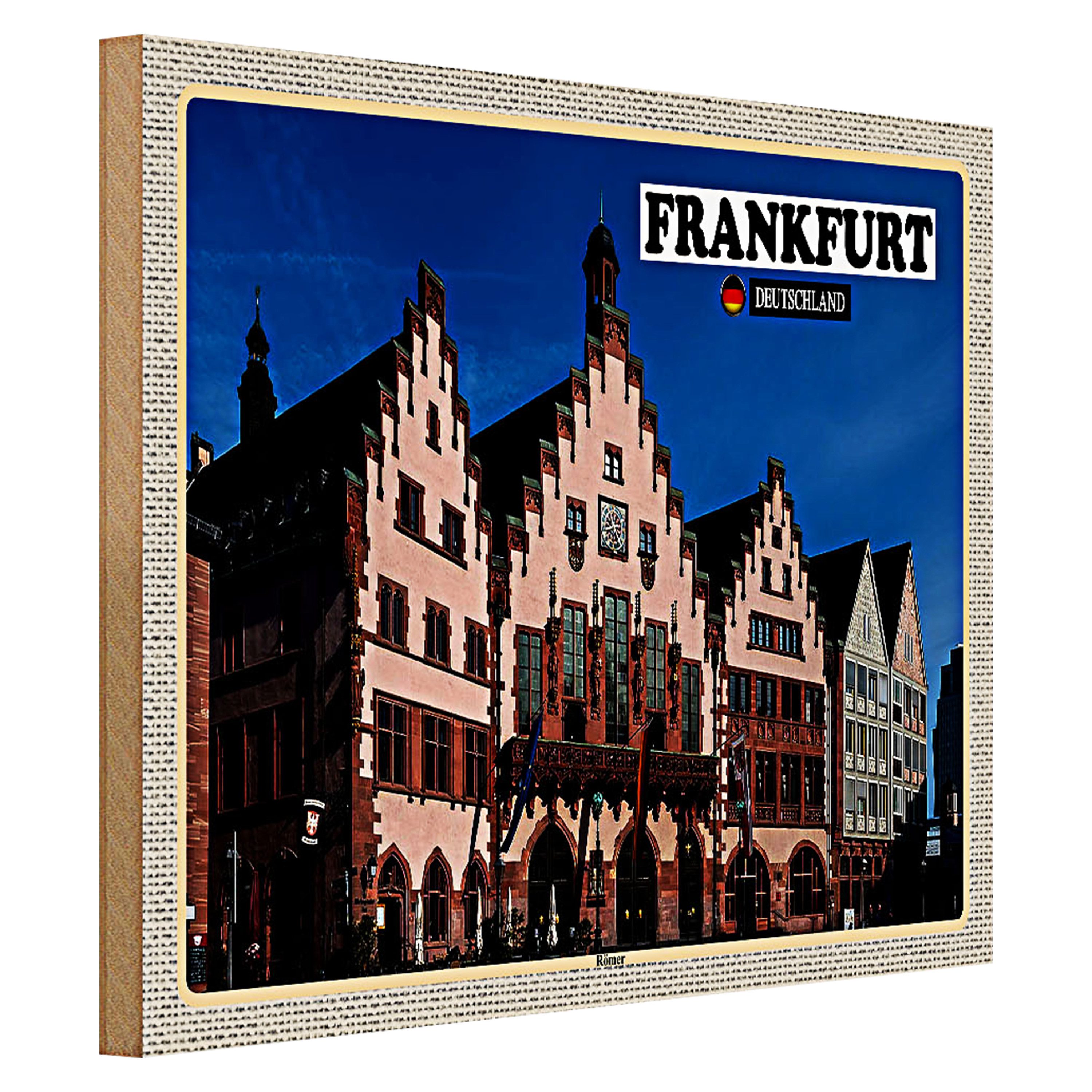 Roomando Holzbild Städte Frankfurt Römer Architektur 40x30cm