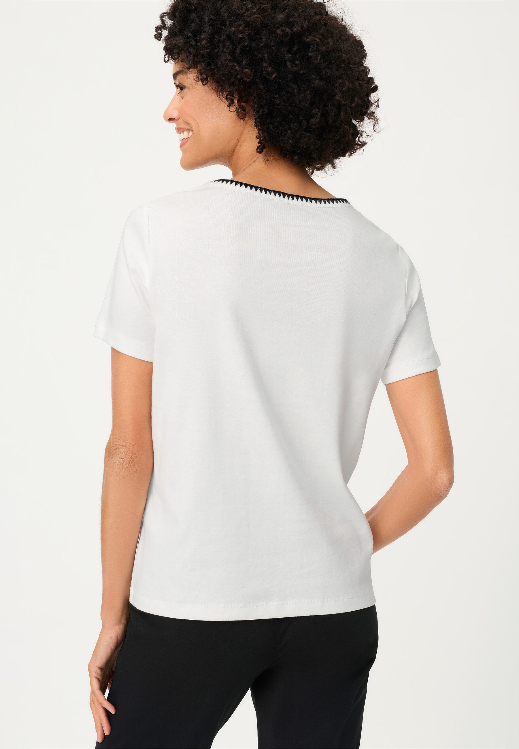 Olsen T-Shirt Shirt mit verziertem Rundhalsausschnitt günstig online kaufen