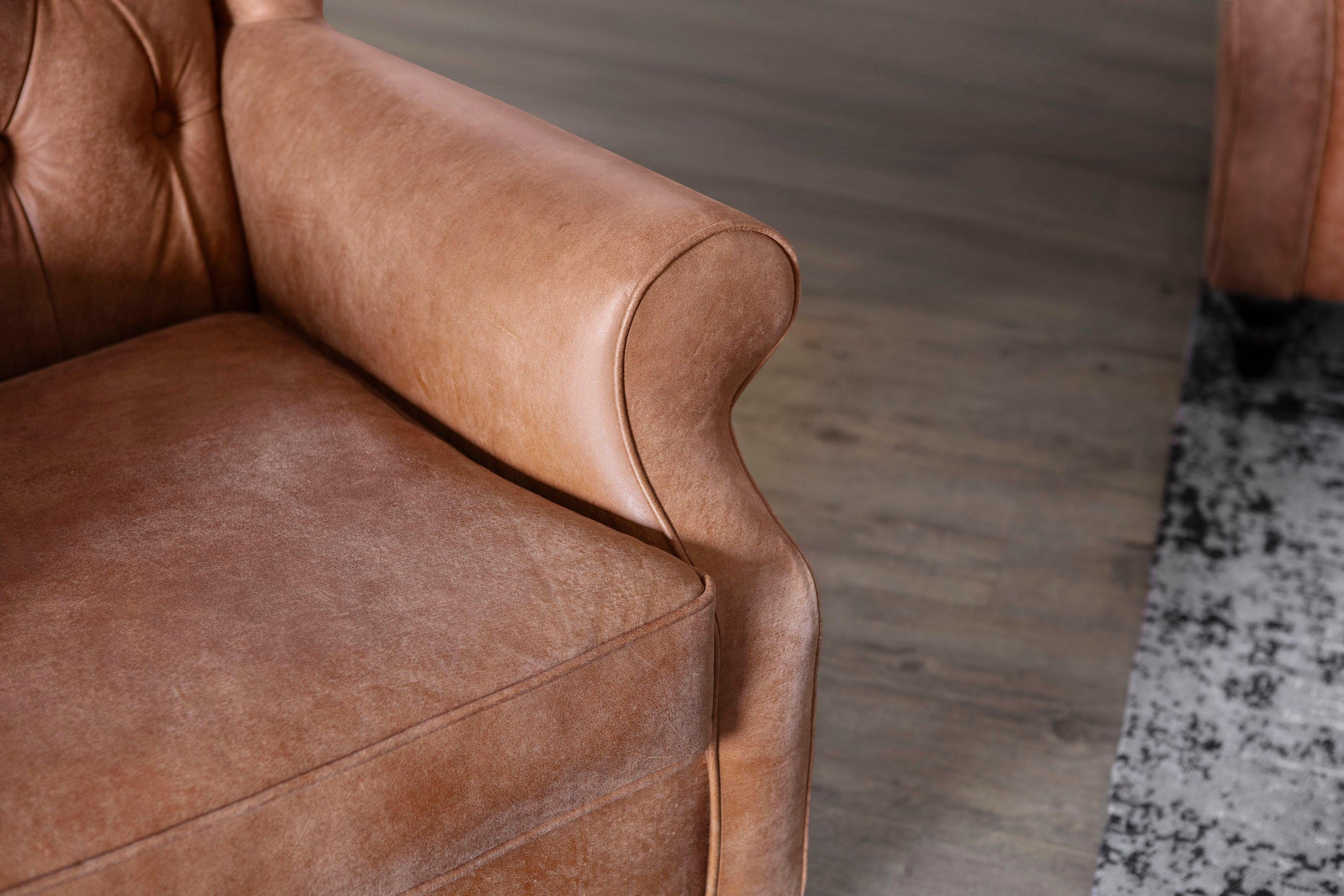 Gutmann Factory Hocker Amazonas, Polsterhocker mit Anilinleder-Bezug, Breite 230 cm, Sitzpolsterung: formstabiler Polyätherschaum