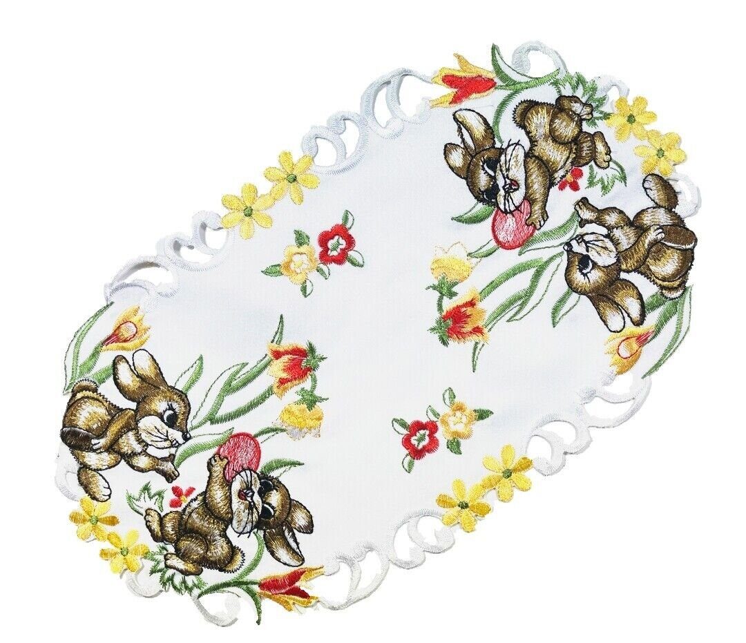 Westernlifestyle Tischdecke Gelbe Tulpen, Osterhasen, weiße günstig online kaufen