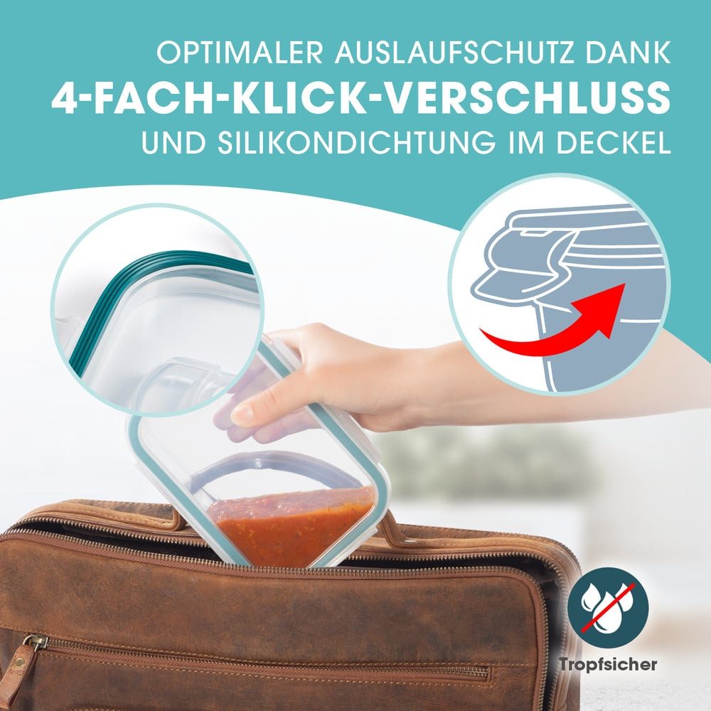 GOURMETmaxx Frischhaltedose, Glas, (6-tlg), lang-anhaltendes Aroma perfekt für gekochte Speisen, Snacks etc.
