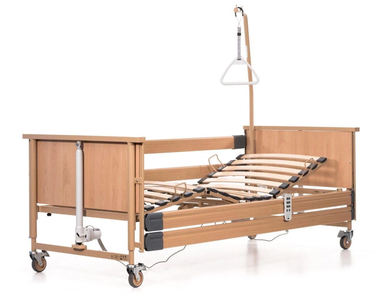 Burmeier Bett Pflegebett Dali Standard Seniorenbett (Aufrichter, Seitenschutz und Lattenrost inklusive, elektrisch verstellbar, Mit Fernbedienung, Komfort und mehr Lebensqualität), Easy-Click-System einfache Montage