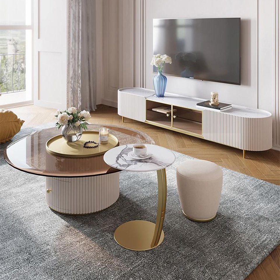 JVmoebel Sideboard, Couchtisch Sideboard 2tlg Led Beleuchtete Wohnzimmer Möbel Tisch