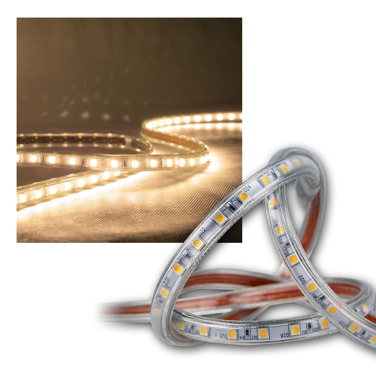 ChiliTec Unterbauleuchte 10m LED-Stripe "Ultra-Bright" 230V, IP44 warmweiß