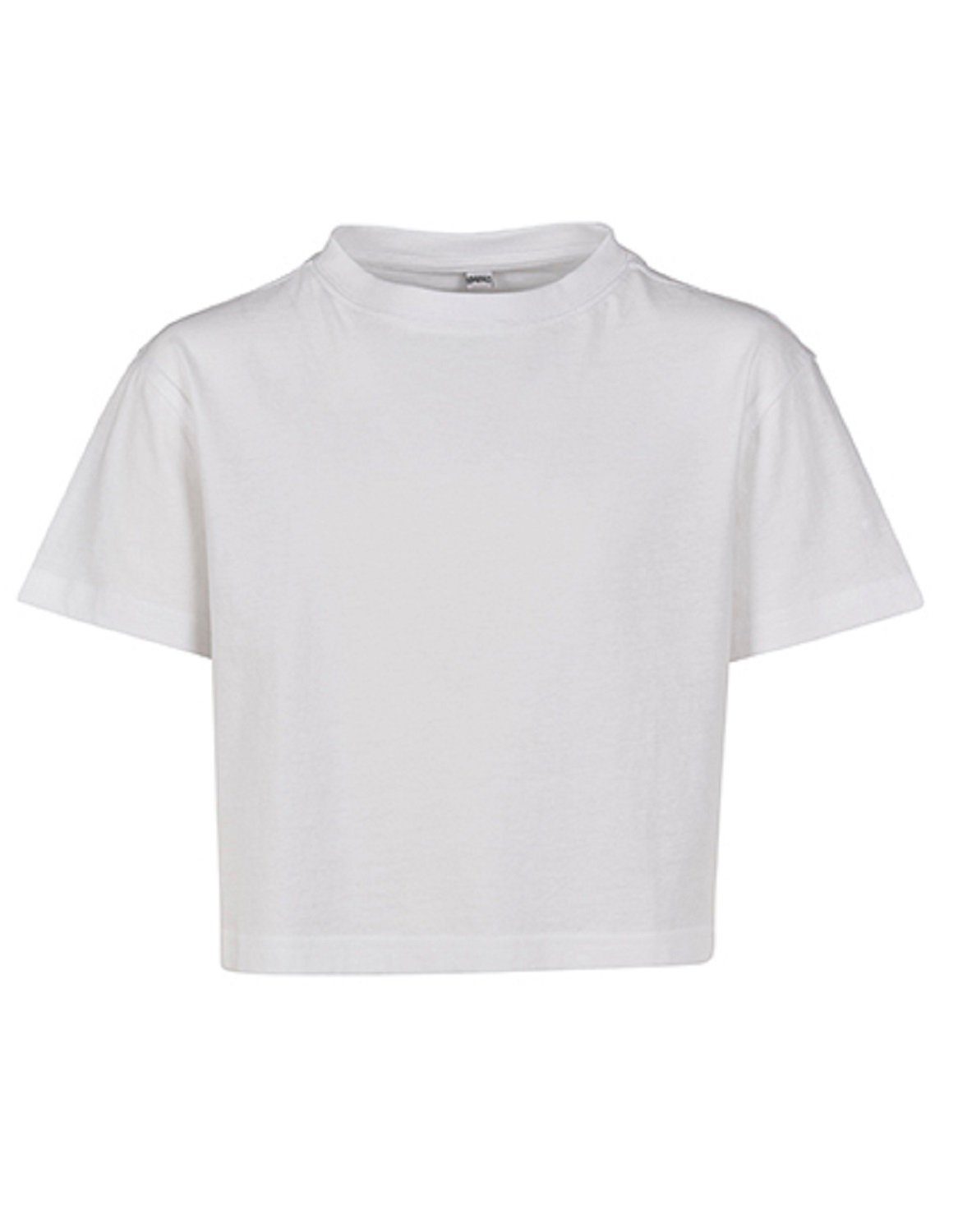 Build Your Brand T-Shirt 1er/2er Pack bauchfreies Mädchen T-Shirt / Cropped Shirt (1-tlg) Gr. 110 bis 164, verschiedene Farben Weiß