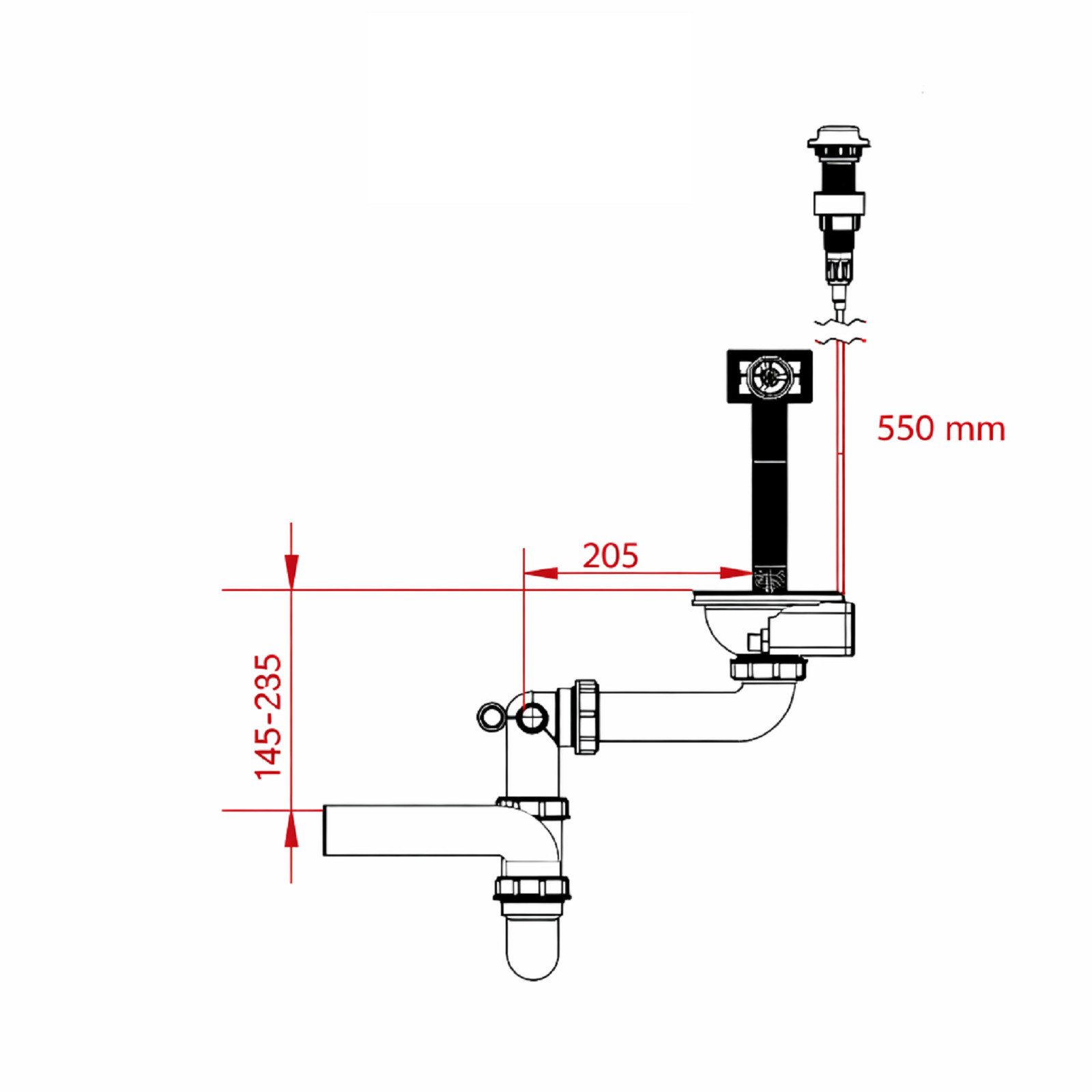 QLS Siphon Einbecken Automatisch, 3 1/2 Zoll Ablauf für Einbecken Edelstahl PVC