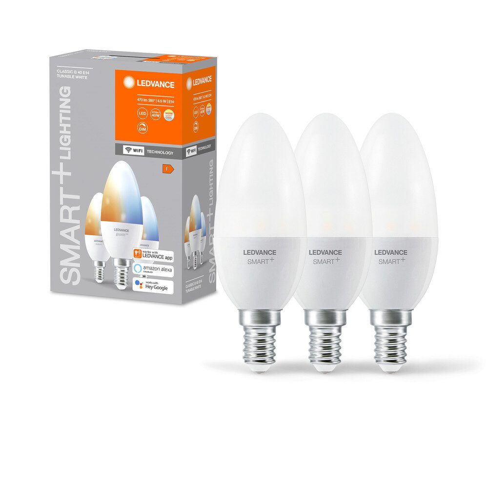 LED-Leuchtmittel E14, 4,9W, 6500K, 470lm, Kerze, warmweiß