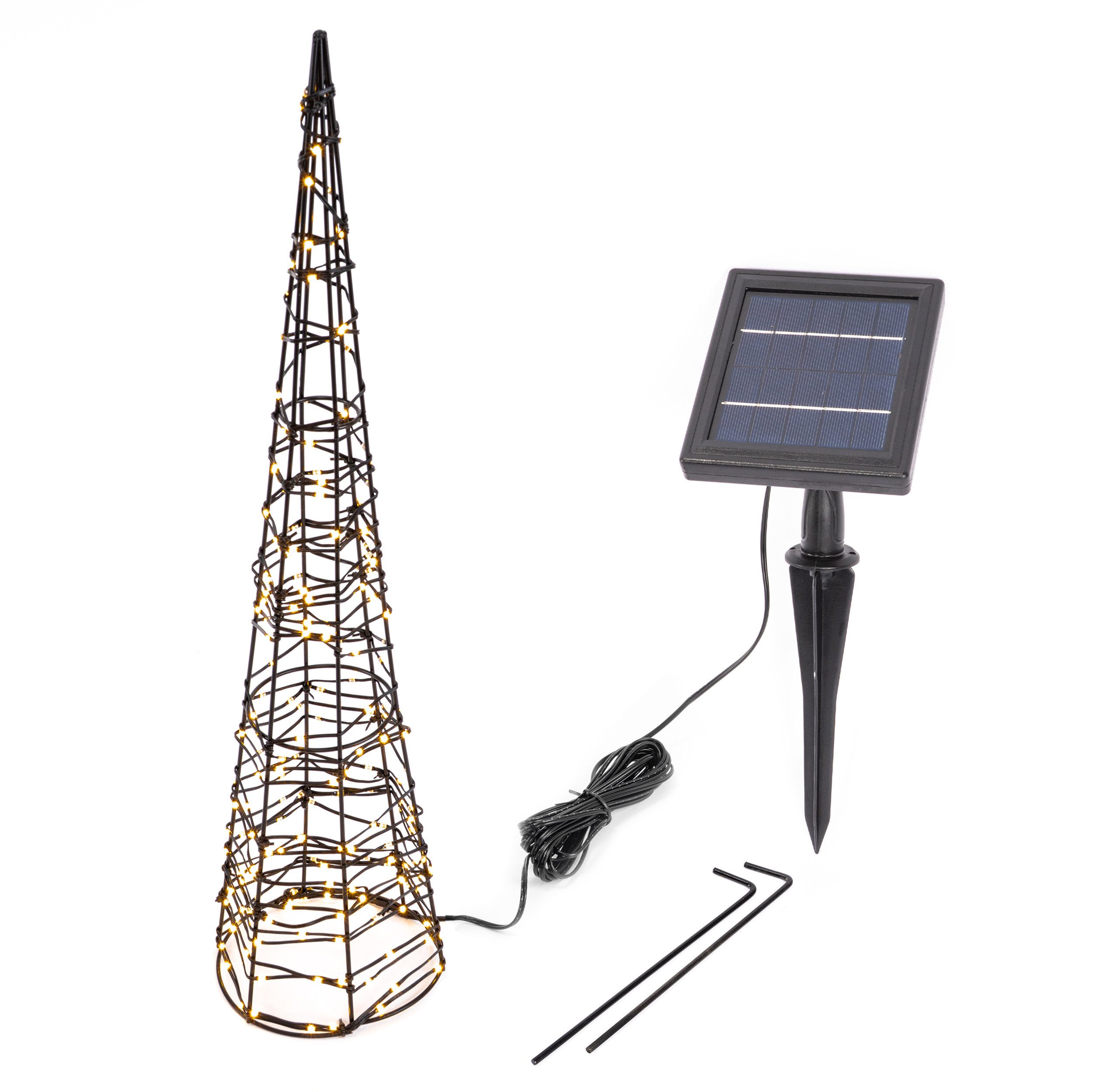 esotec Weihnachtspyramide Solarleuchte Lichtkegel H=60cm 200 LEDs warmweiß Metall Garten 103410