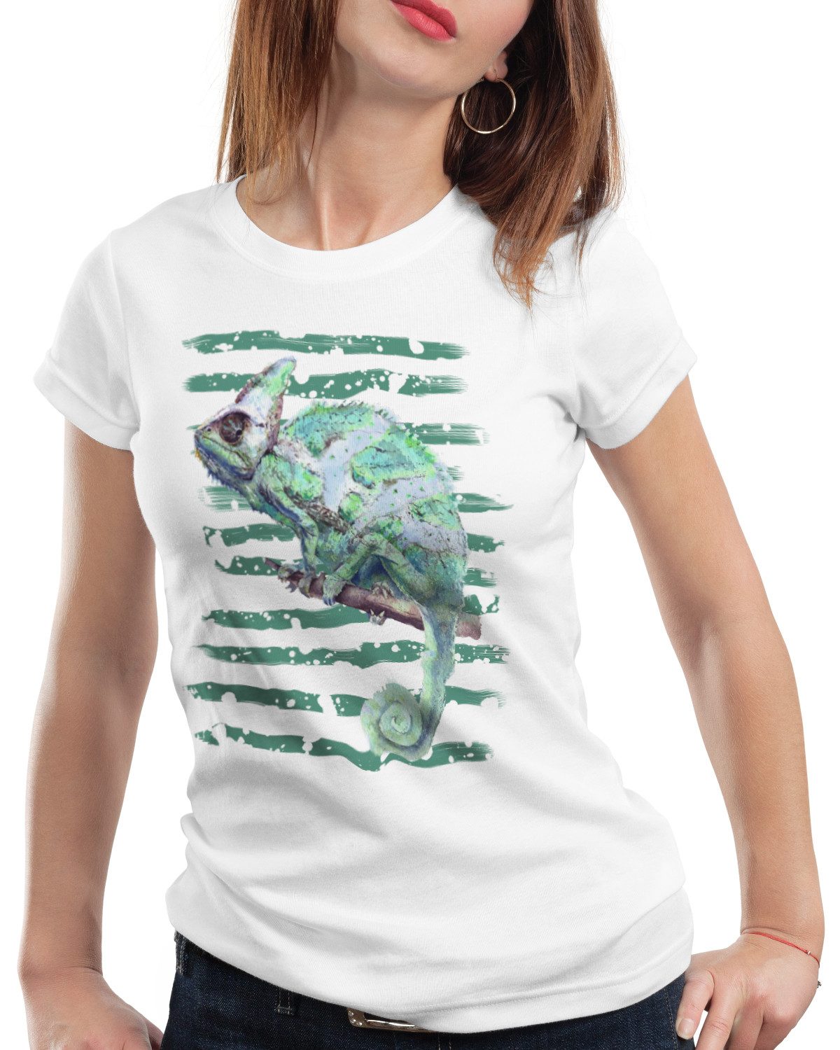 style3 T-Shirt Chamäleon reptil echse farbwechsel