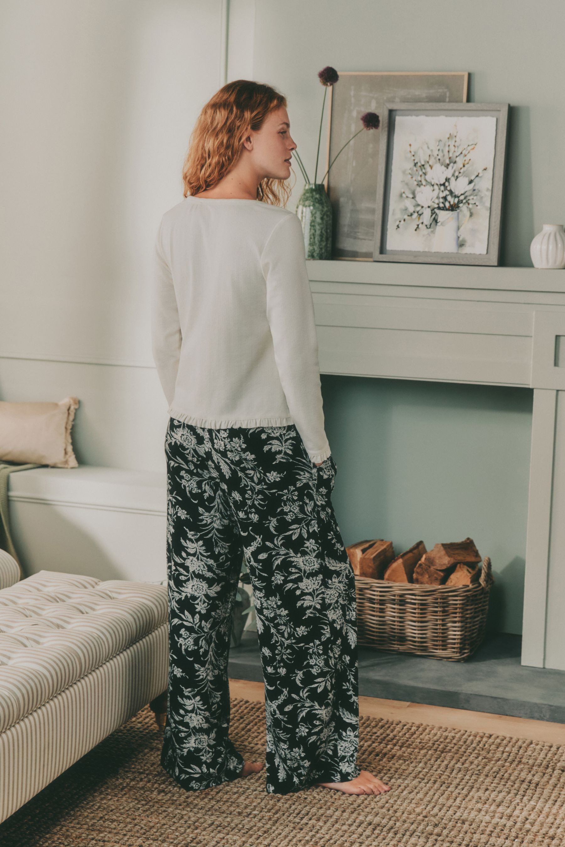 LAURA ASHLEY Pyjama Laura Ashley Langarm-Schlafanzug mit Pointelle (2 tlg) – Bild 2 von 5