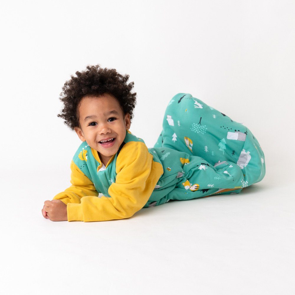 OEKO-TEX Schlummersack zertifiziert Kinderschlafsack, Bio 3.5 Tog Babyschlafsack, Waldtiere