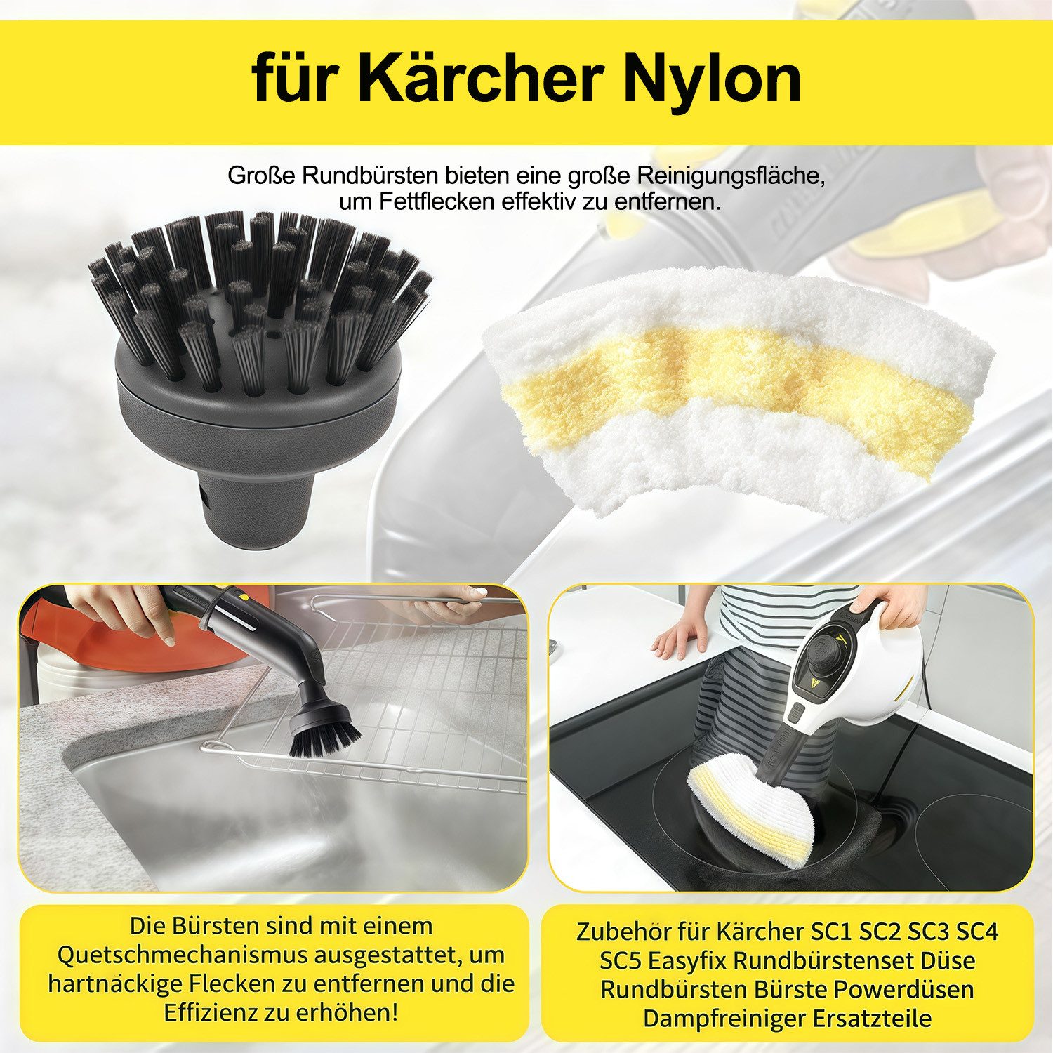 MOPUEA Reinigungsbürsten-Set 21-teilig Dampfreiniger Zubehör Set Easyfix kompatibel SC1–SC5, (Einfach zu wechseln, langlebig und ideal für gründliche Haushaltsr – Bild 2 von 5