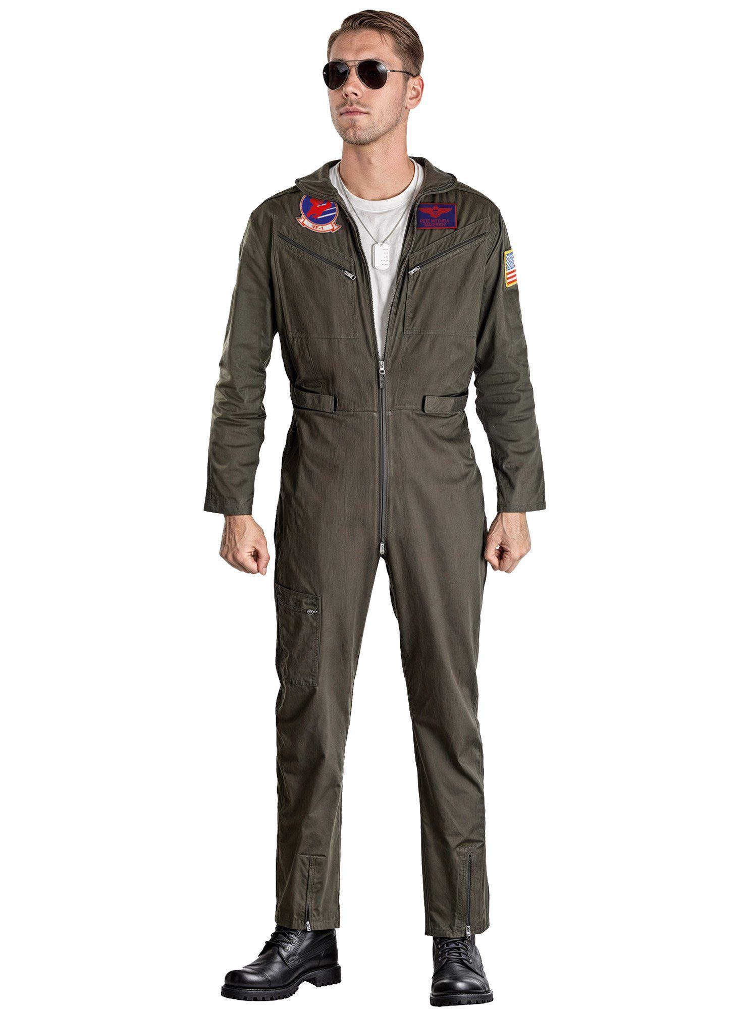 Maskworld Kostüm Top Gun Overall - Karnevalskostüm Faschingskostüm, riginal lizenziertes Pilotenkostüm zum Kult-Film 'Top Gun' von MASKWO