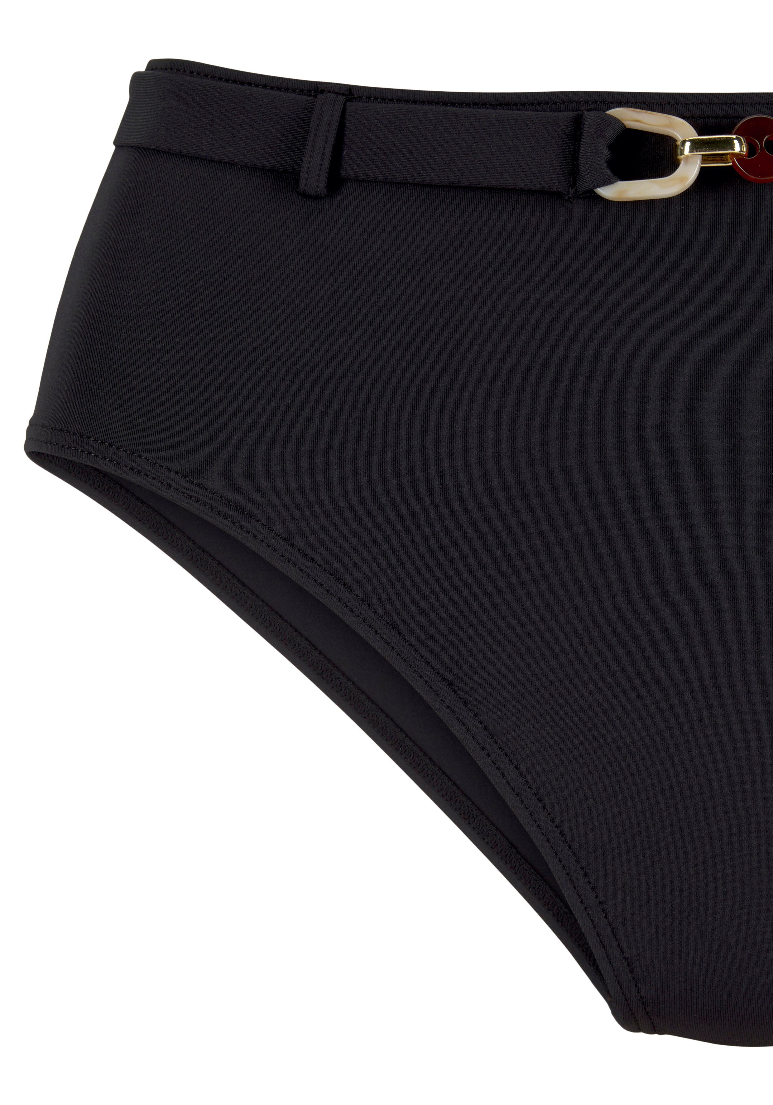 LASCANA Highwaist-Bikini-Hose Yves mit edlen Zieraccessoire