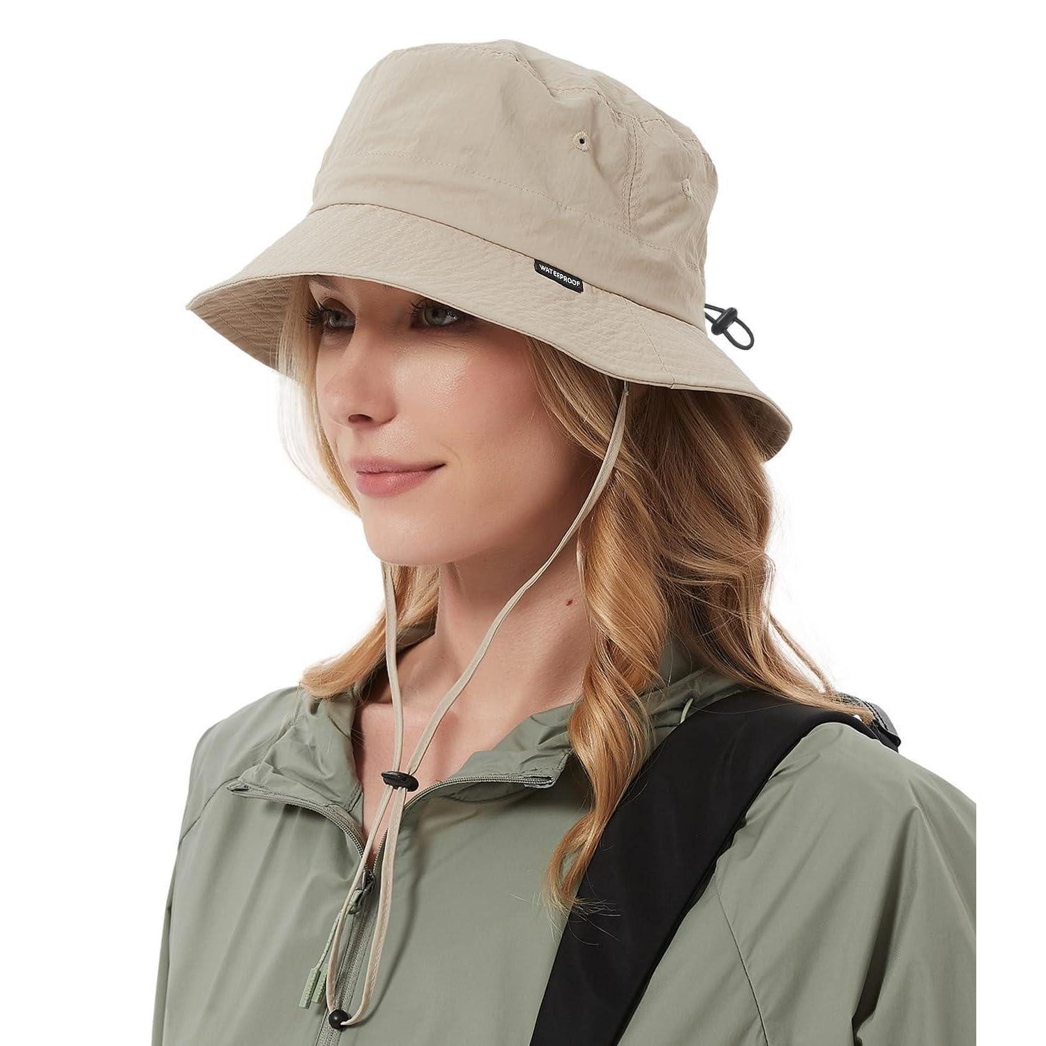 LuxusKollektion Regenhut Regenhut Herren Damen Wasserdicht UV Schutz UPF50 Einheitsgröße Beige