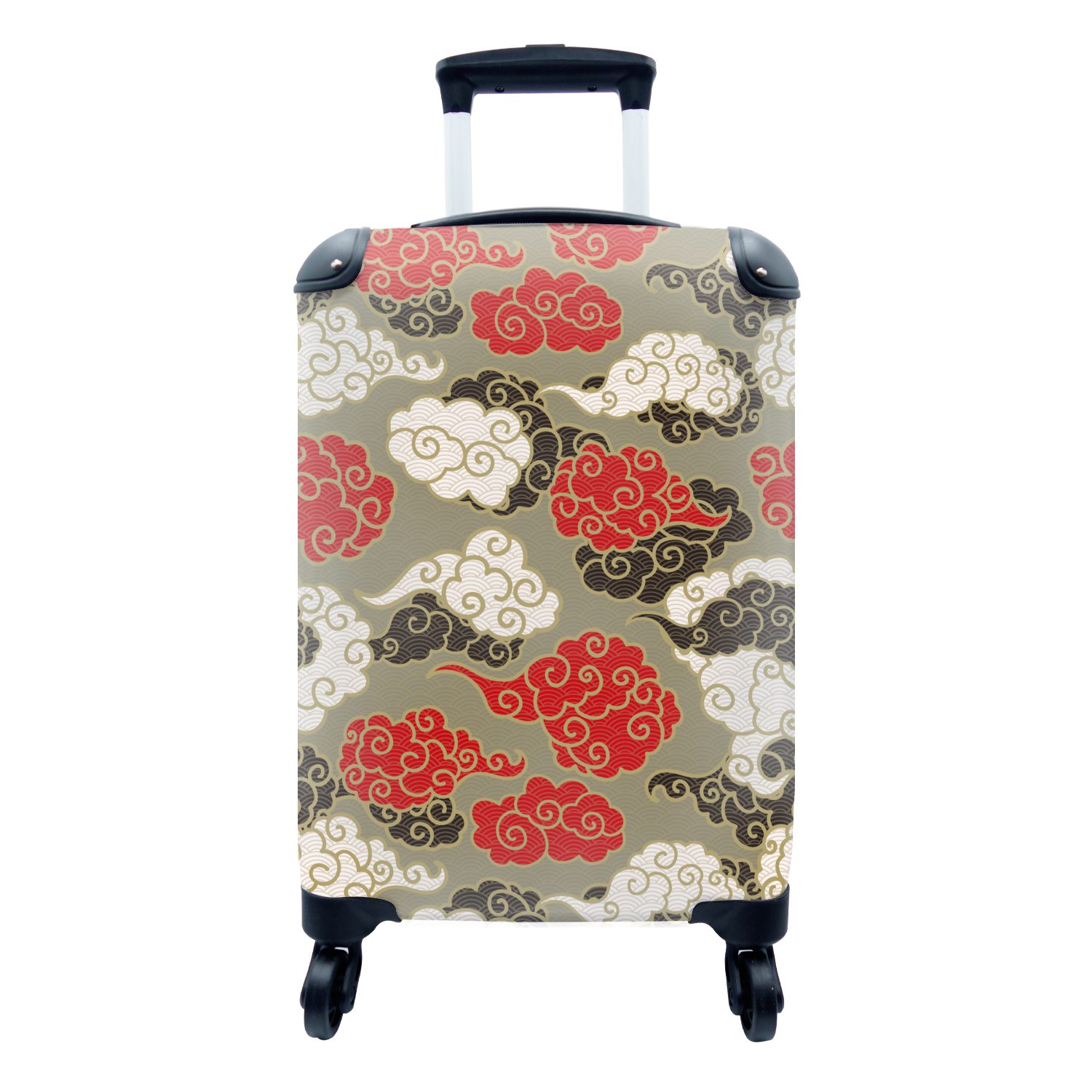 MuchoWow Handgepäckkoffer Wolken - Asien - Muster - Japan, 4 Rollen, Reisetasche mit rollen, Handgepäck für Ferien, Trolley, Reisekoffer