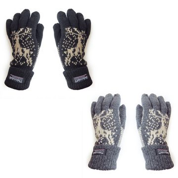 Sonia Originelli Strickhandschuhe Strickhandschuhe Finger Umschlag Elch Wolle Fleece Winter Unisex Farben können abweichen