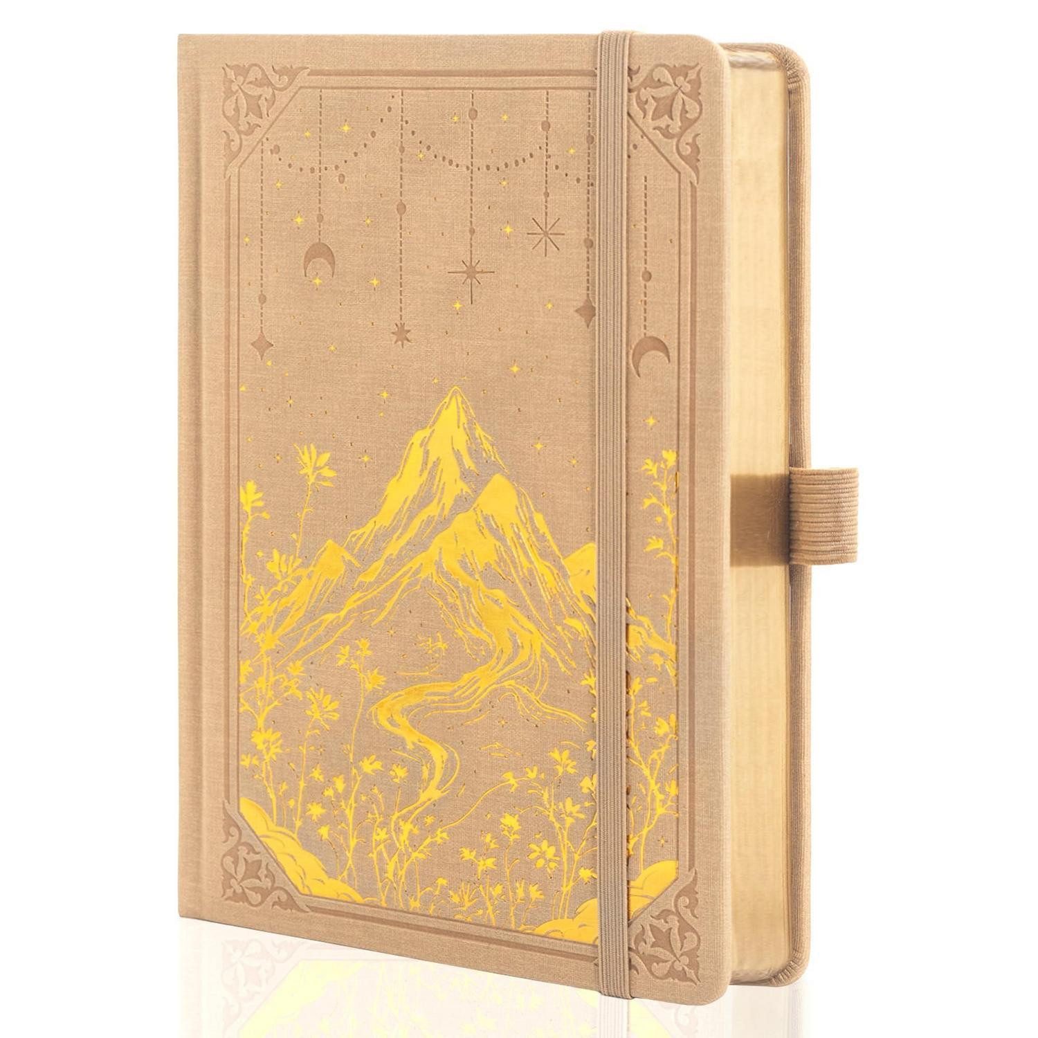 LuxusKollektion Notizbuch Notizbuch A5 Liniert Beige Goldene Schnittkanten