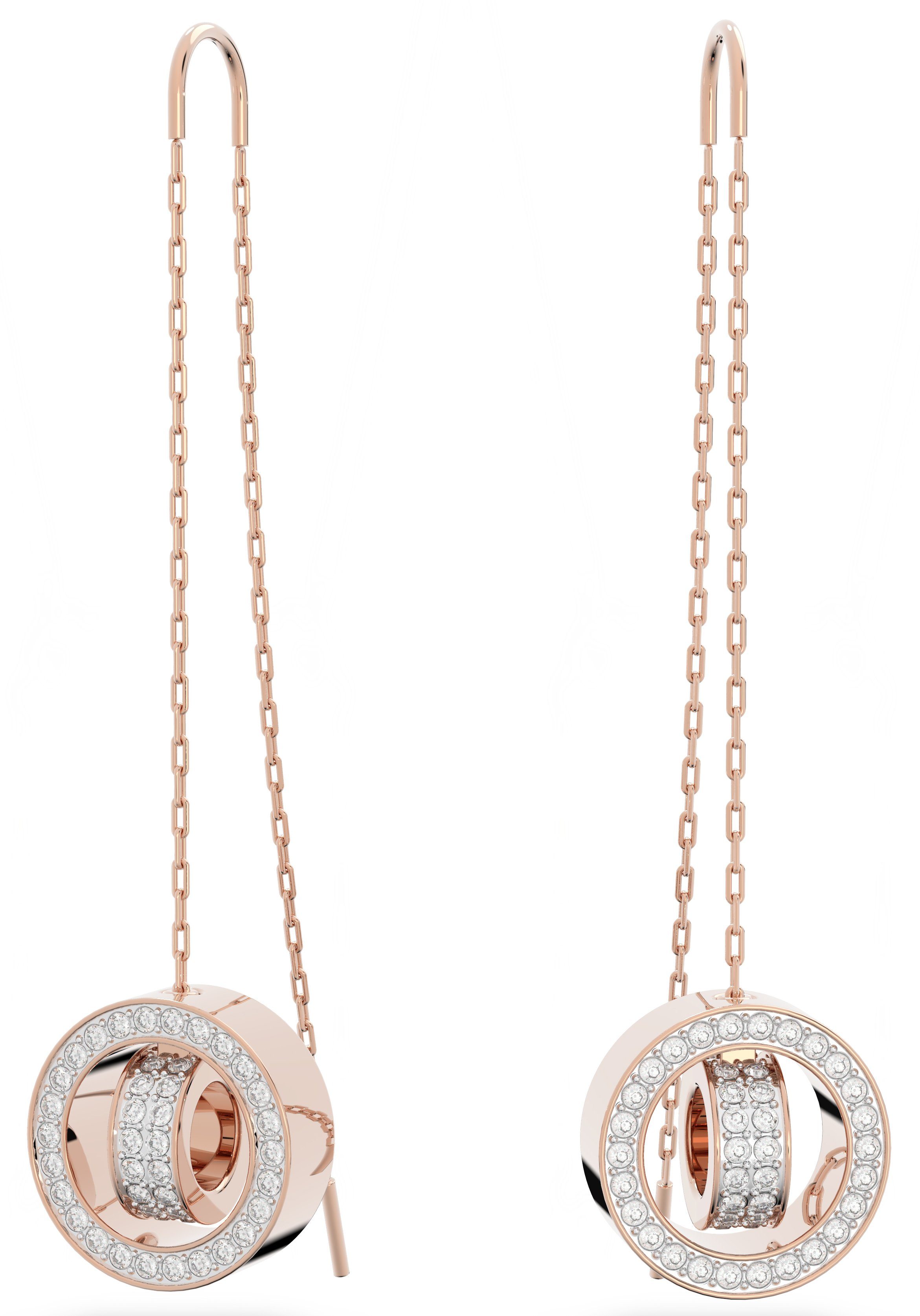 Swarovski Paar Ohrhänger Hollow Drop-Ohrhänger, Lang, 5636435, 5636504, mit Swarovski® Kristall roségoldfarben-kristallweiß