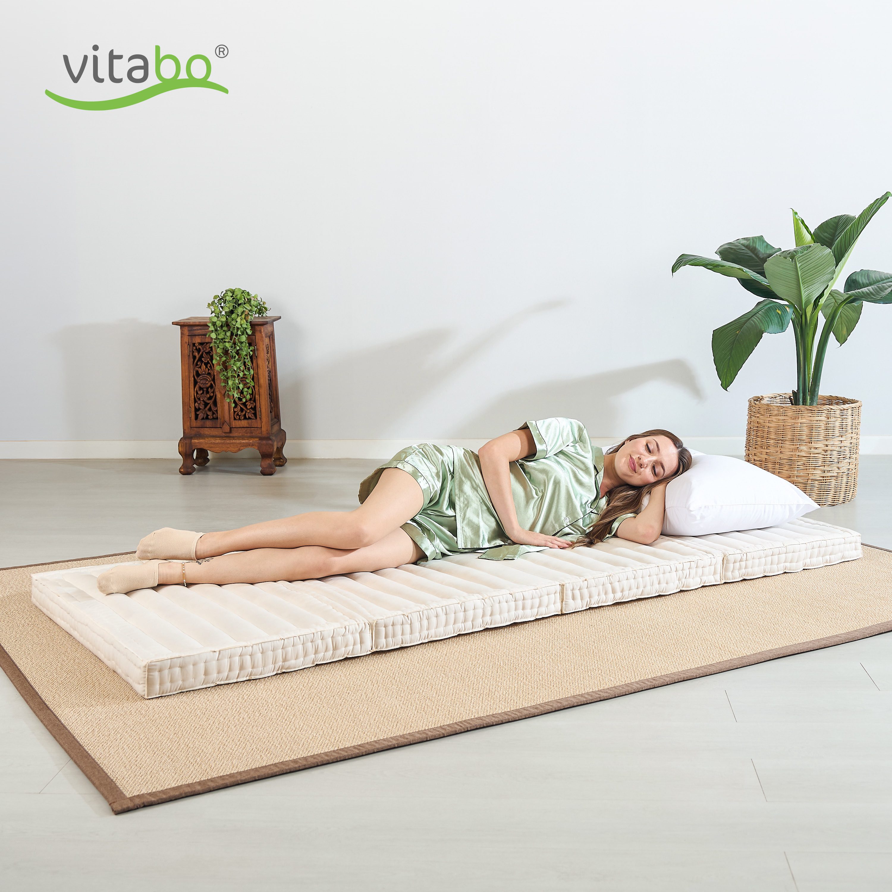 Klappmatratze Kapok Matratze - 200x90x8cm - platzsparend, mit Baumwollbezug günstig online kaufen