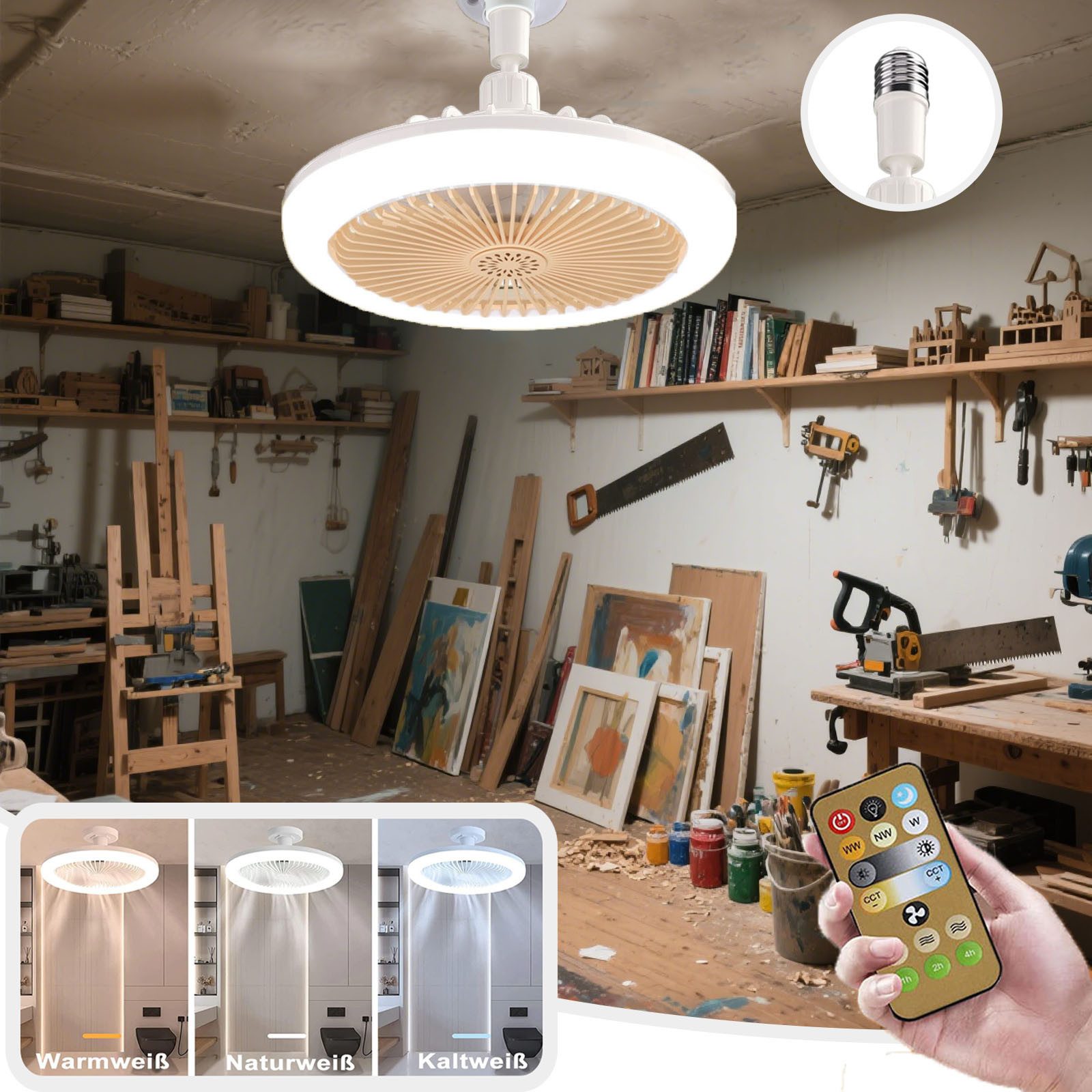 MUPOO Deckenventilator Deckenlampen Deckenventilatoren E27 Schnittstelle,Fe günstig online kaufen