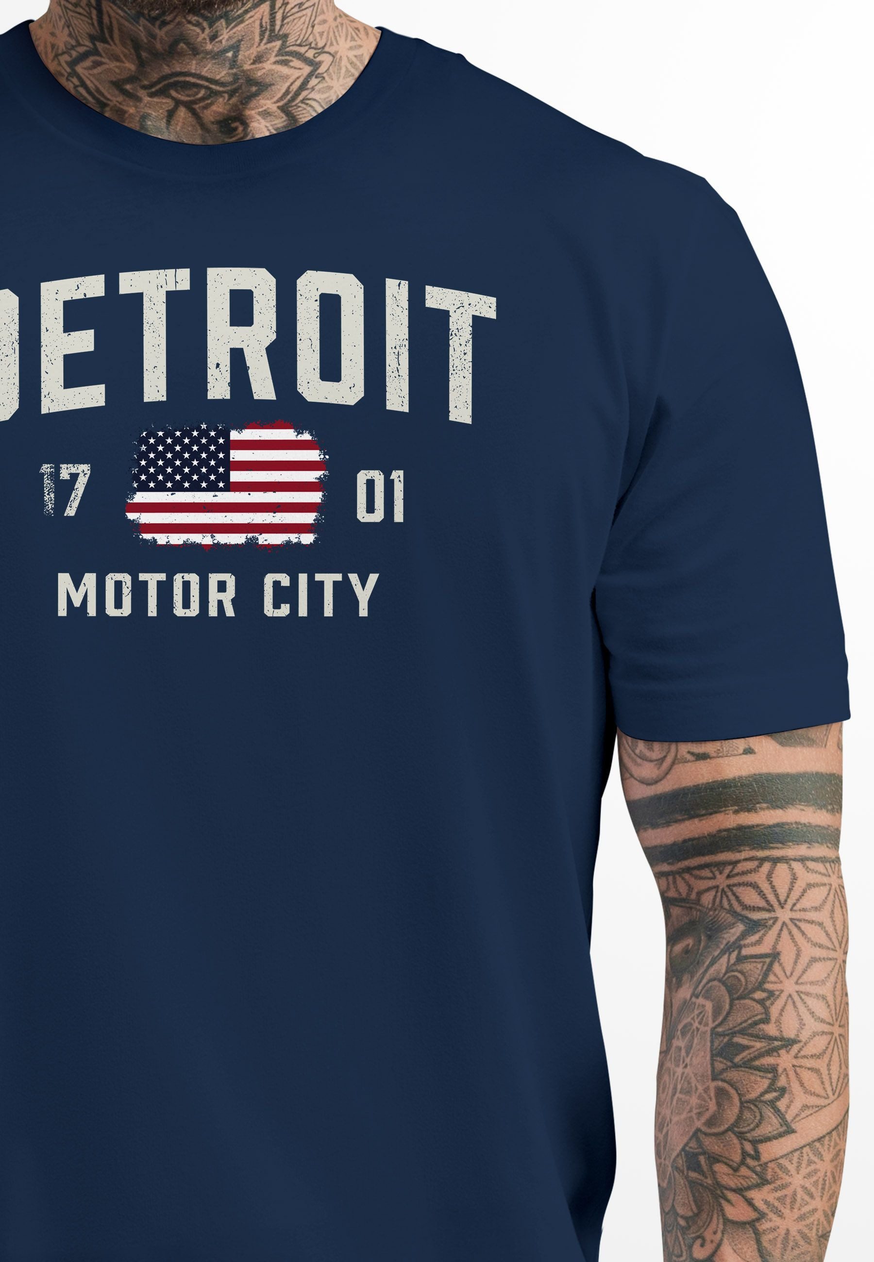 Neverless Print-Shirt Herren T-Shirt Detroit USA günstig online kaufen
