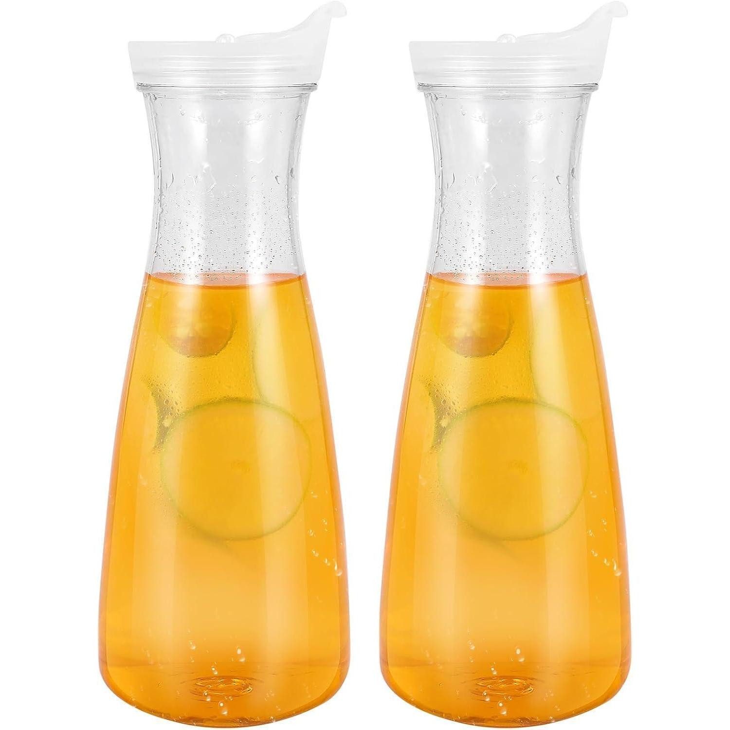 LuxusKollektion Wasserkaraffe 1L Wasserkaraffe mit Deckel und Ausgießer, Kunststoff Eistee Saftkrug