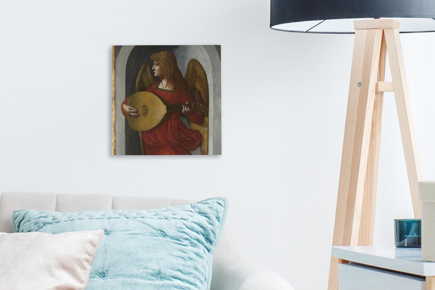 - für Laute mit Engel St), Leonardo Ein Vinci, bunt (1 da Bilder Leinwand Schlafzimmer in Rot einer OneMillionCanvasses® Wohnzimmer Leinwandbild