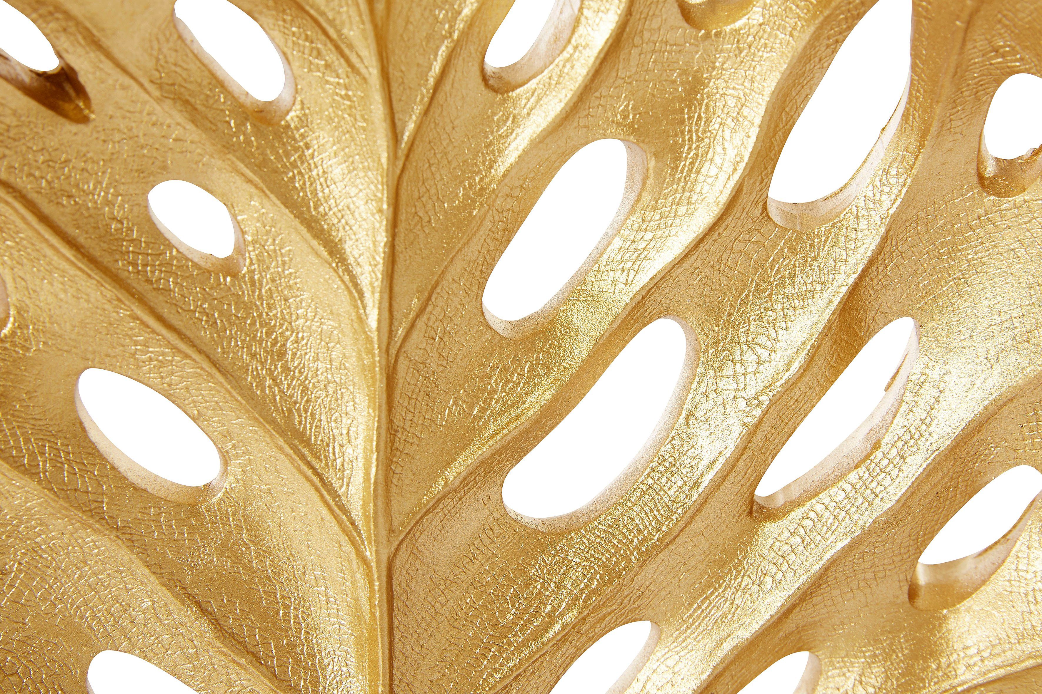 Polyresin Leonique goldfarben (Kunststein), modern, glamourös, gold Wandkerzenhalter (2er-Set), Leaf,