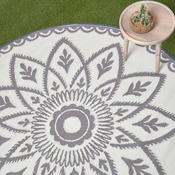 Outdoorteppich Homescapes runder Outdoor-Teppich Henna mit Mandala-Muster, 180 cm, Homescapes, Höhe: 20 mm