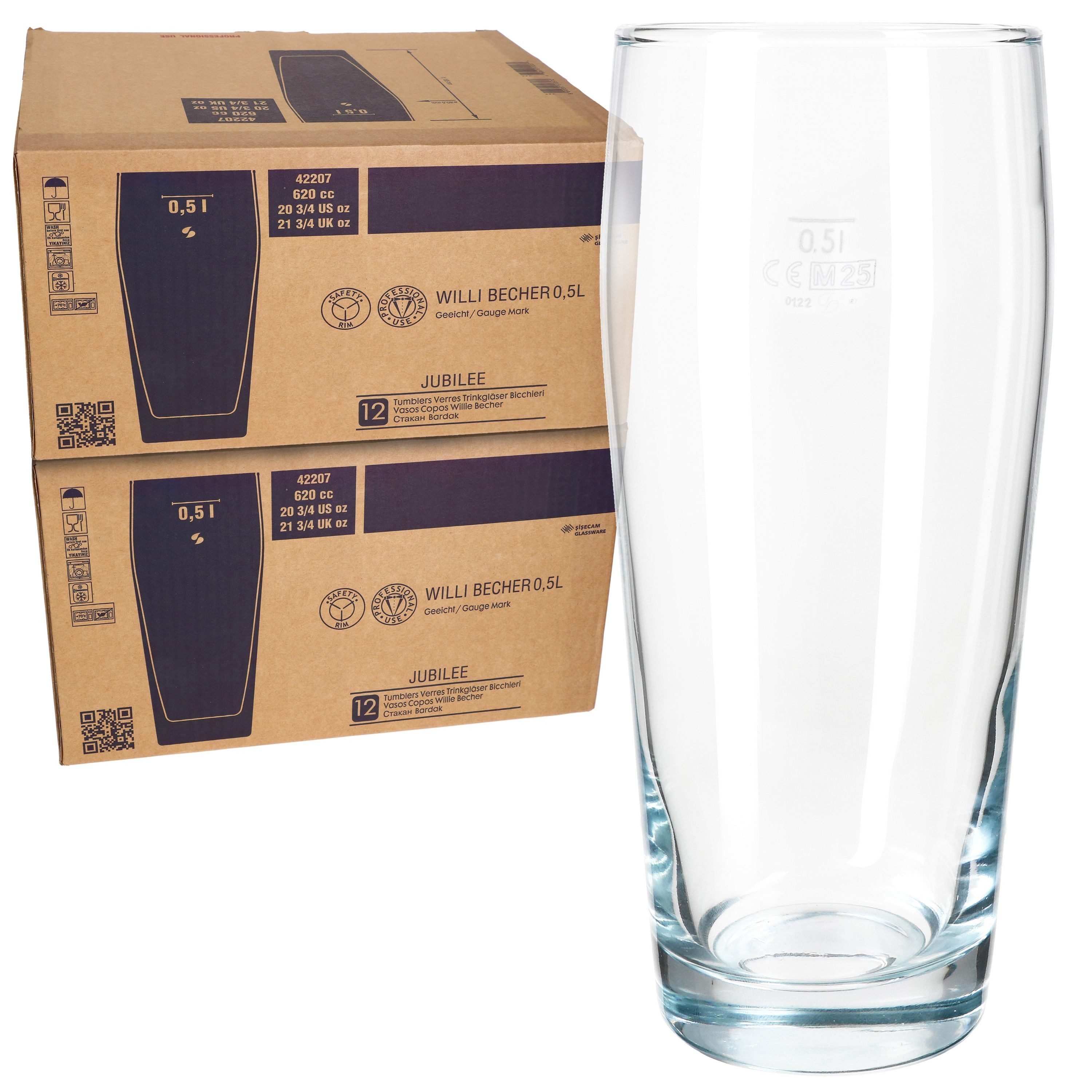 MamboCat Bierglas MamboCat 24er Set Willibecher 0,5 L geeicht Bierglas Trinkglas Drinks, Glas