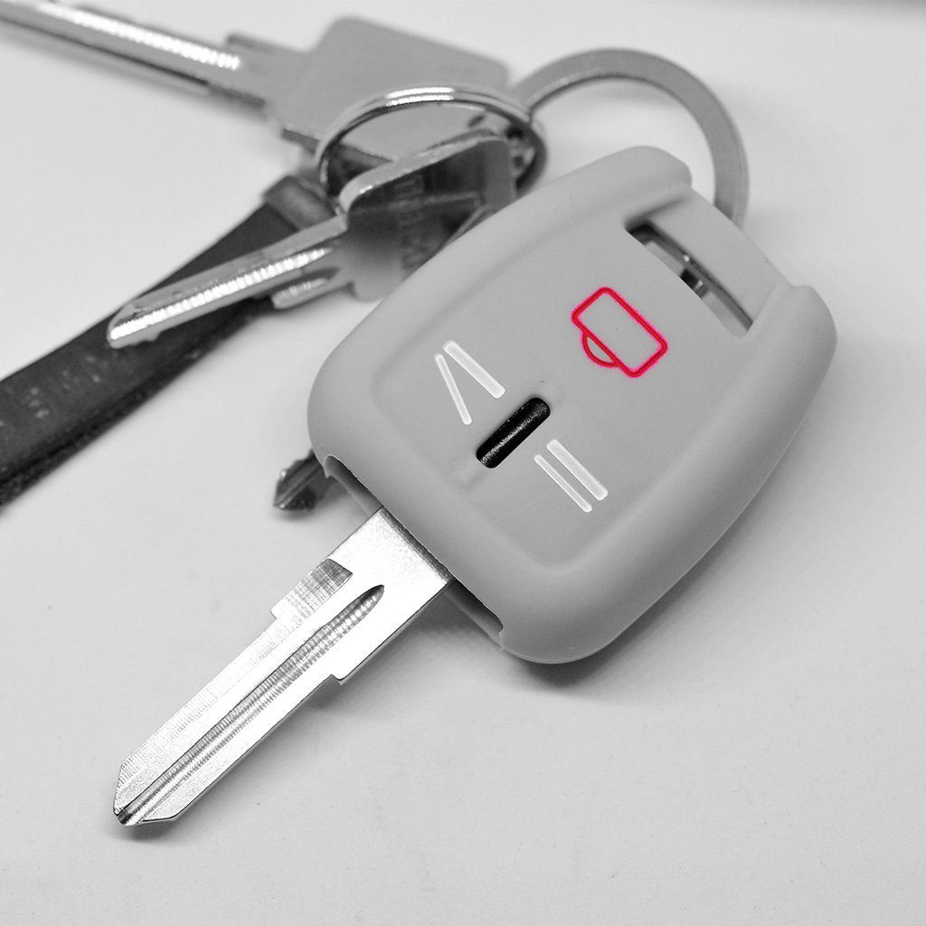 mt-key Schlüsseltasche Autoschlüssel Softcase Silikon Schutzhülle Grau, für OPEL Signum Vectra C Vauxhall 3 Tasten Funk Fernbedienung