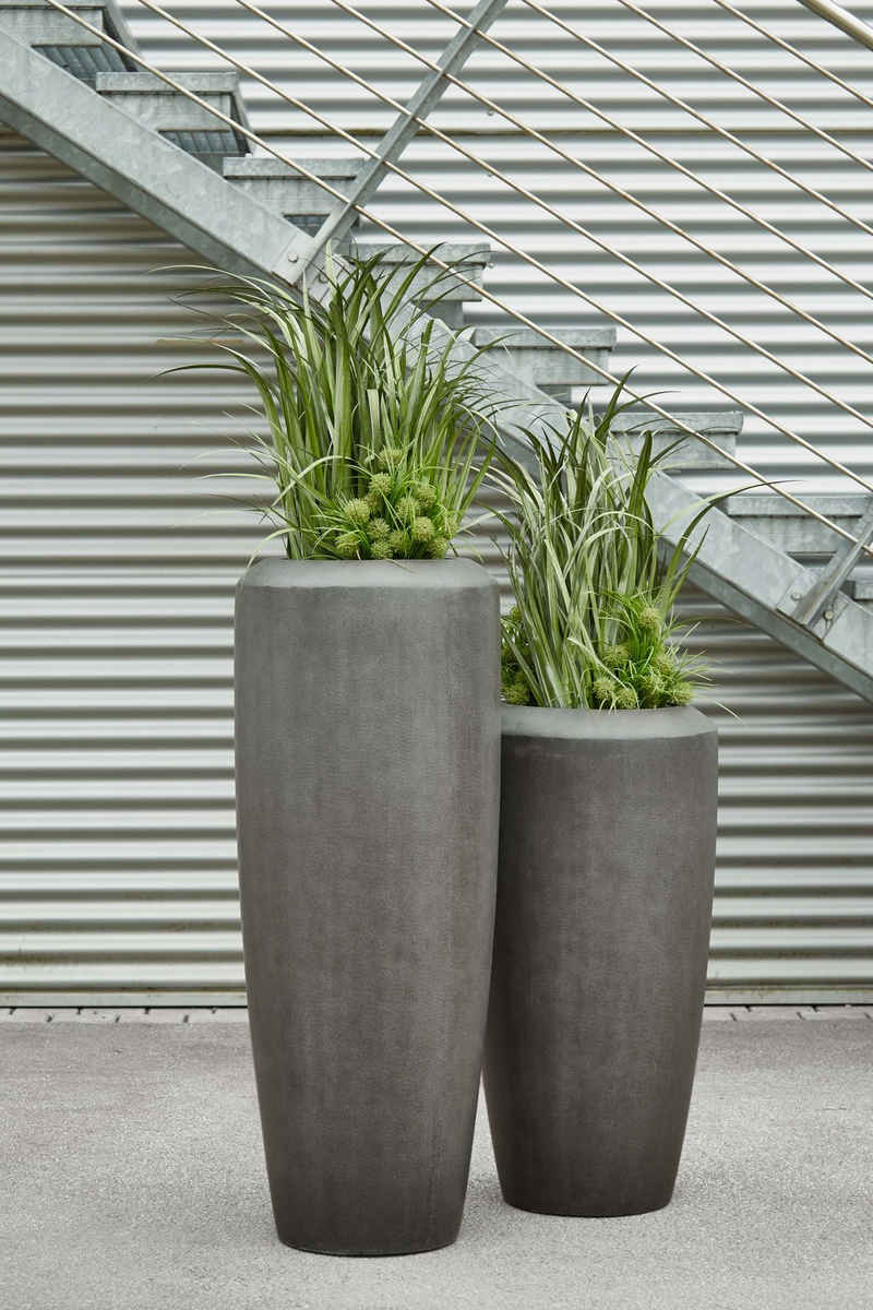 Flingora Bodenvase Priya, mit Einsatz - Fiberglas - Indoor & Outdoor - Staubgrau - Höhe 117 cm